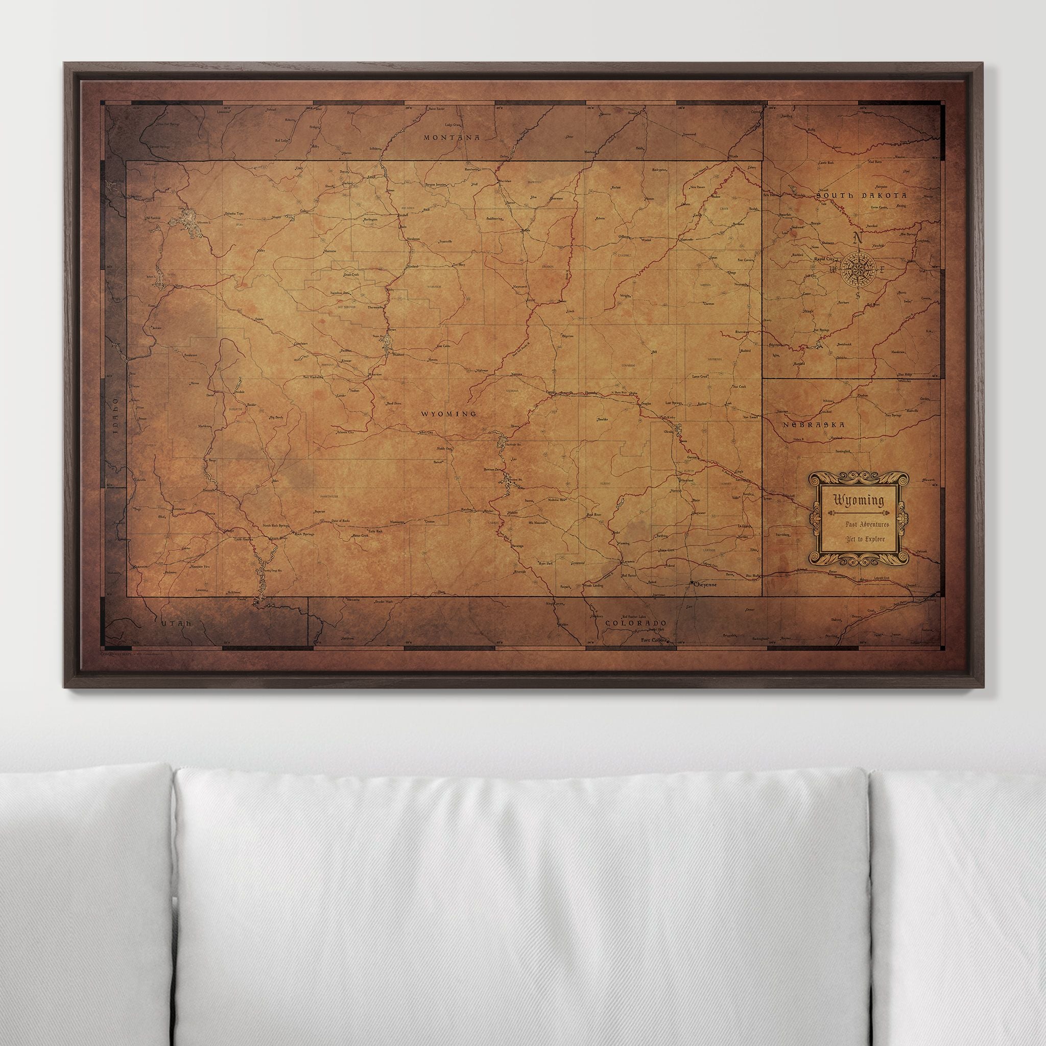Push Pin Wyoming Map (Pin Board) - Golden Aged CM Pin Board
