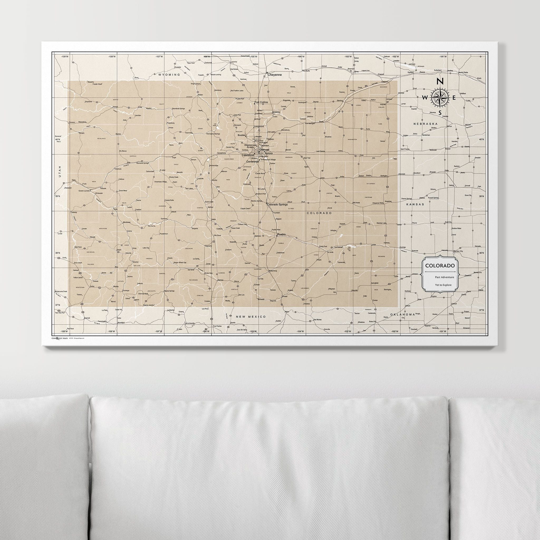 Push Pin Colorado Map (Pin Board) - Light Brown Color Splash CM Pin Board