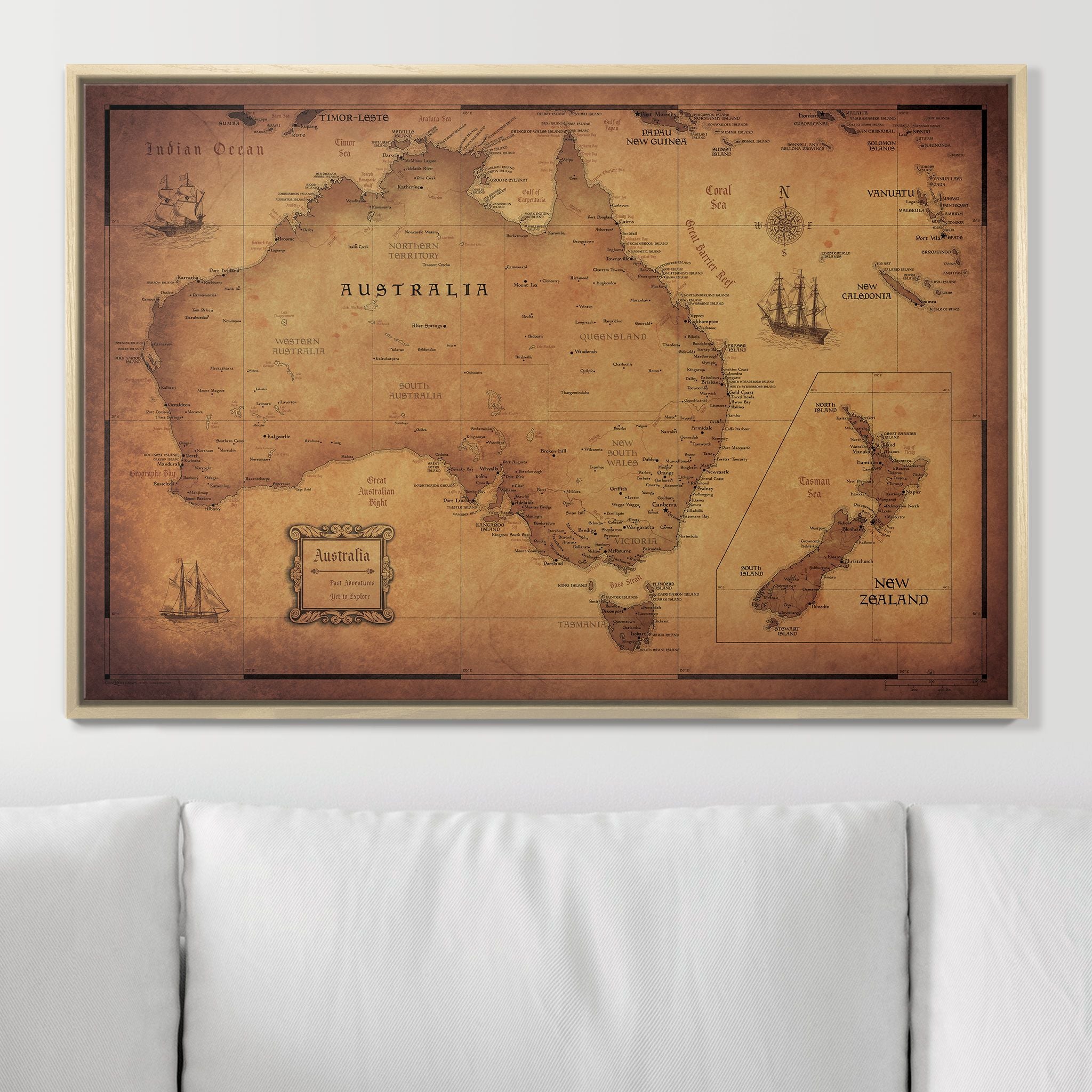 Push Pin Australia Map (Pin Board) - Golden Aged CM Pin Board