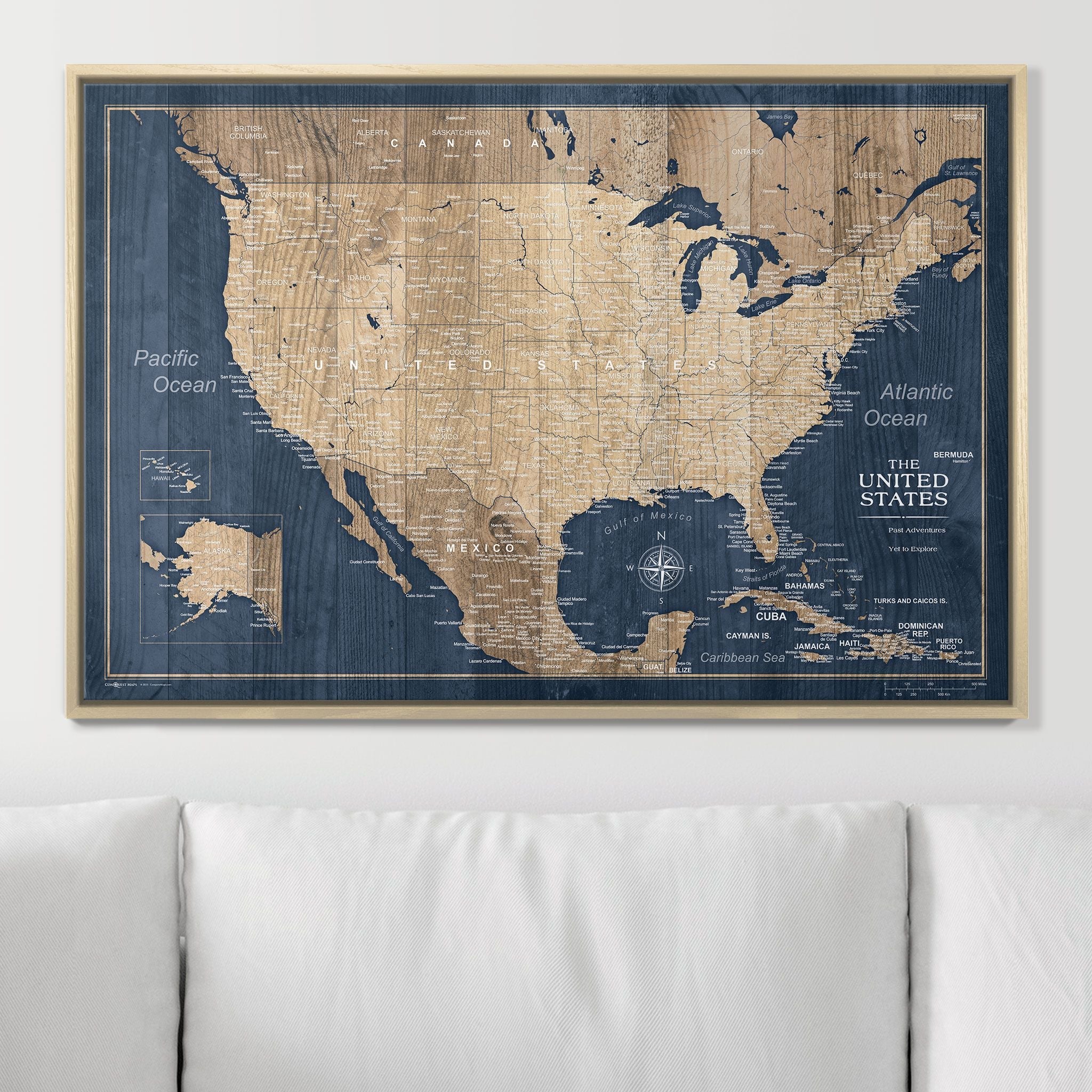 Push Pin USA Map (Pin Board) - Deep-Sea Drift - Overstock Sale! CM Pin Board