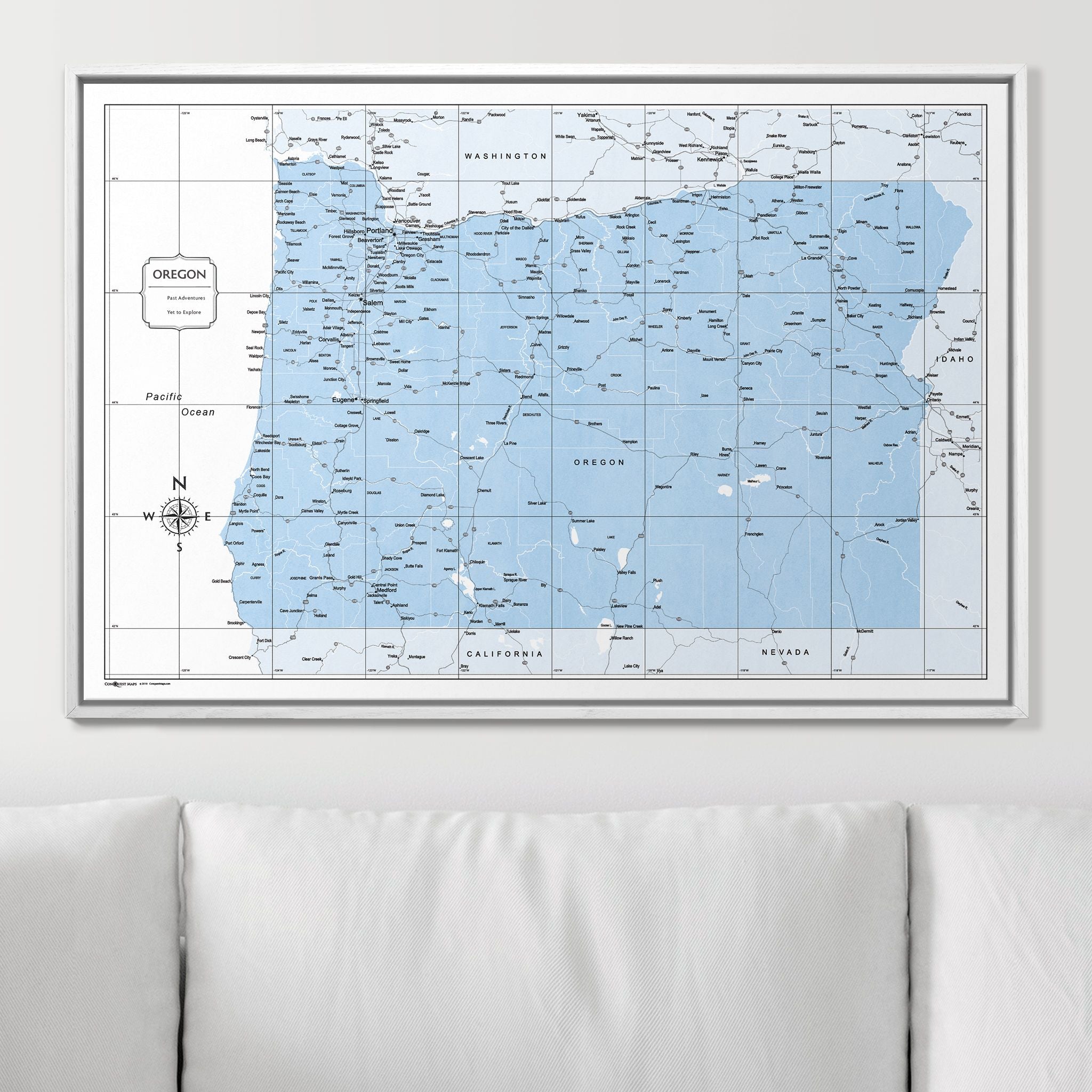 Push Pin Oregon Map (Pin Board) - Light Blue Color Splash CM Pin Board