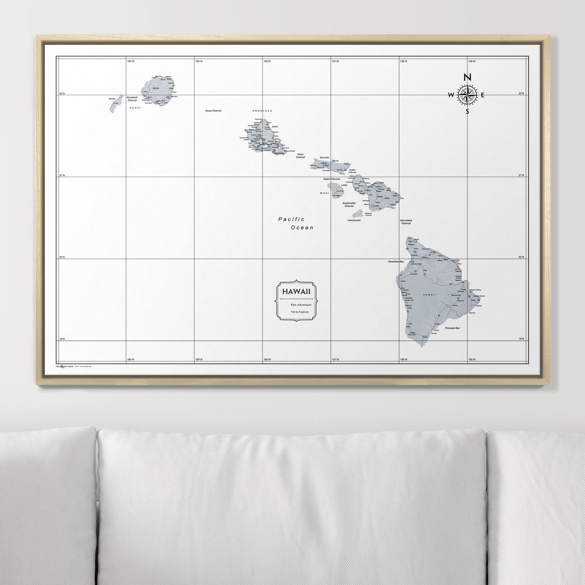 Push Pin Hawaii Map (Pin Board) - Light Gray Color Splash CM Pin Board