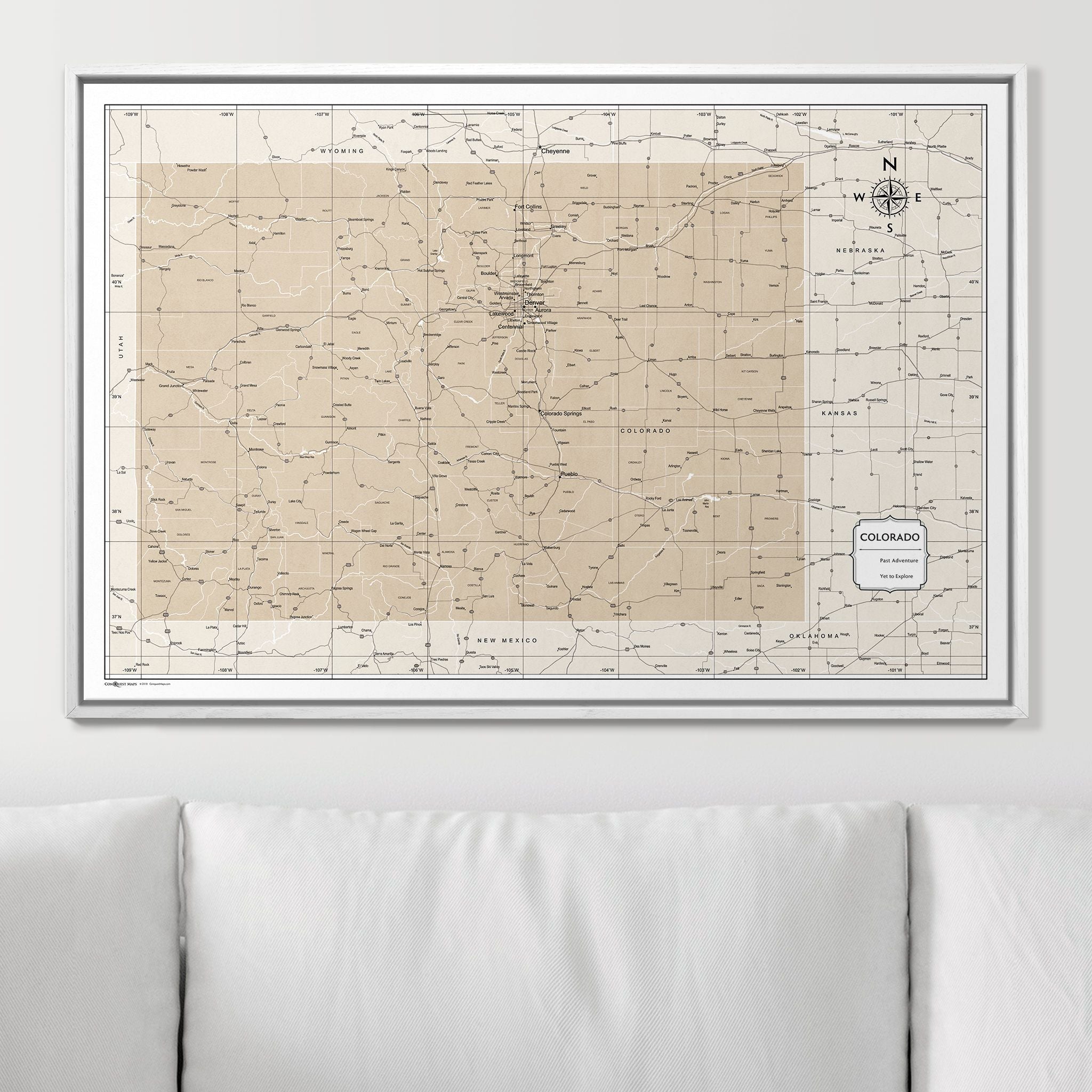 Push Pin Colorado Map (Pin Board) - Light Brown Color Splash CM Pin Board