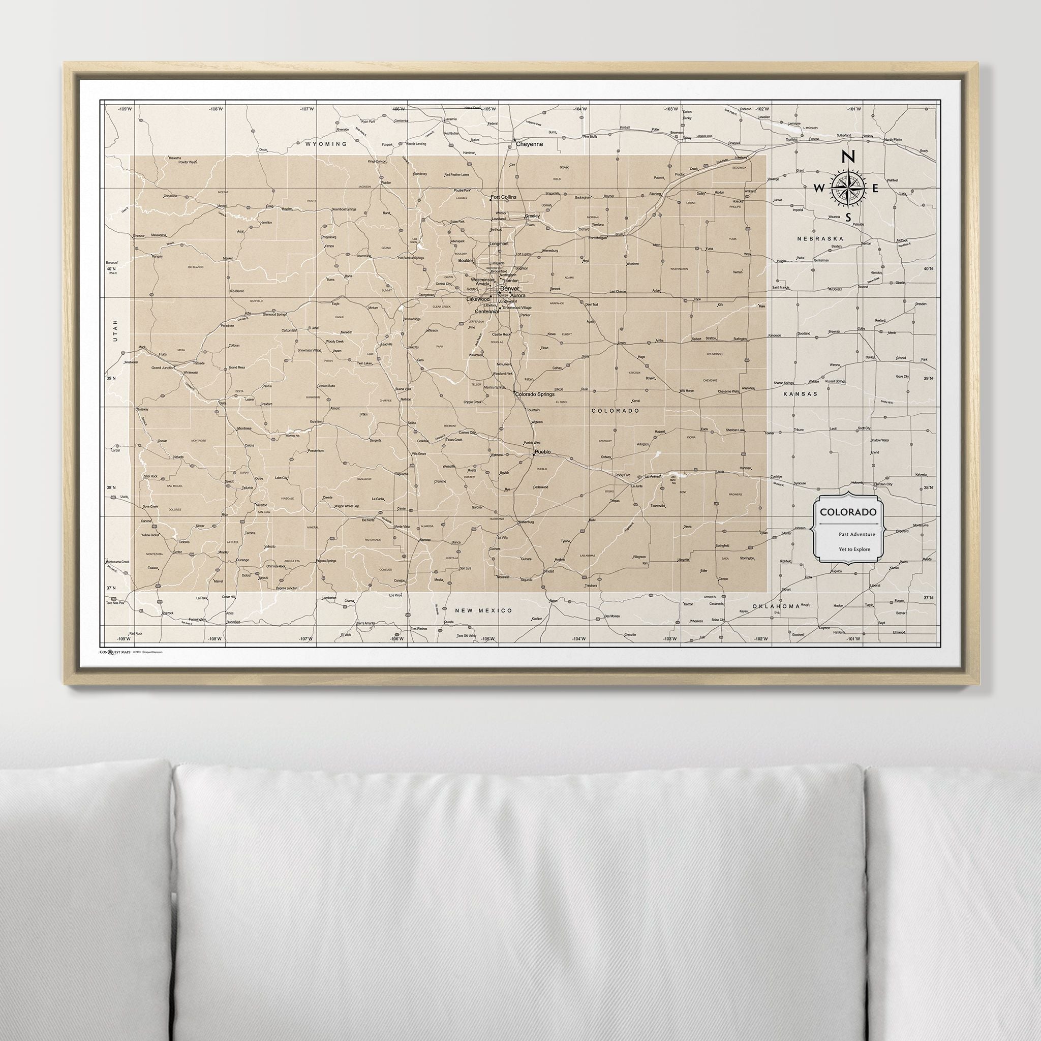 Push Pin Colorado Map (Pin Board) - Light Brown Color Splash CM Pin Board