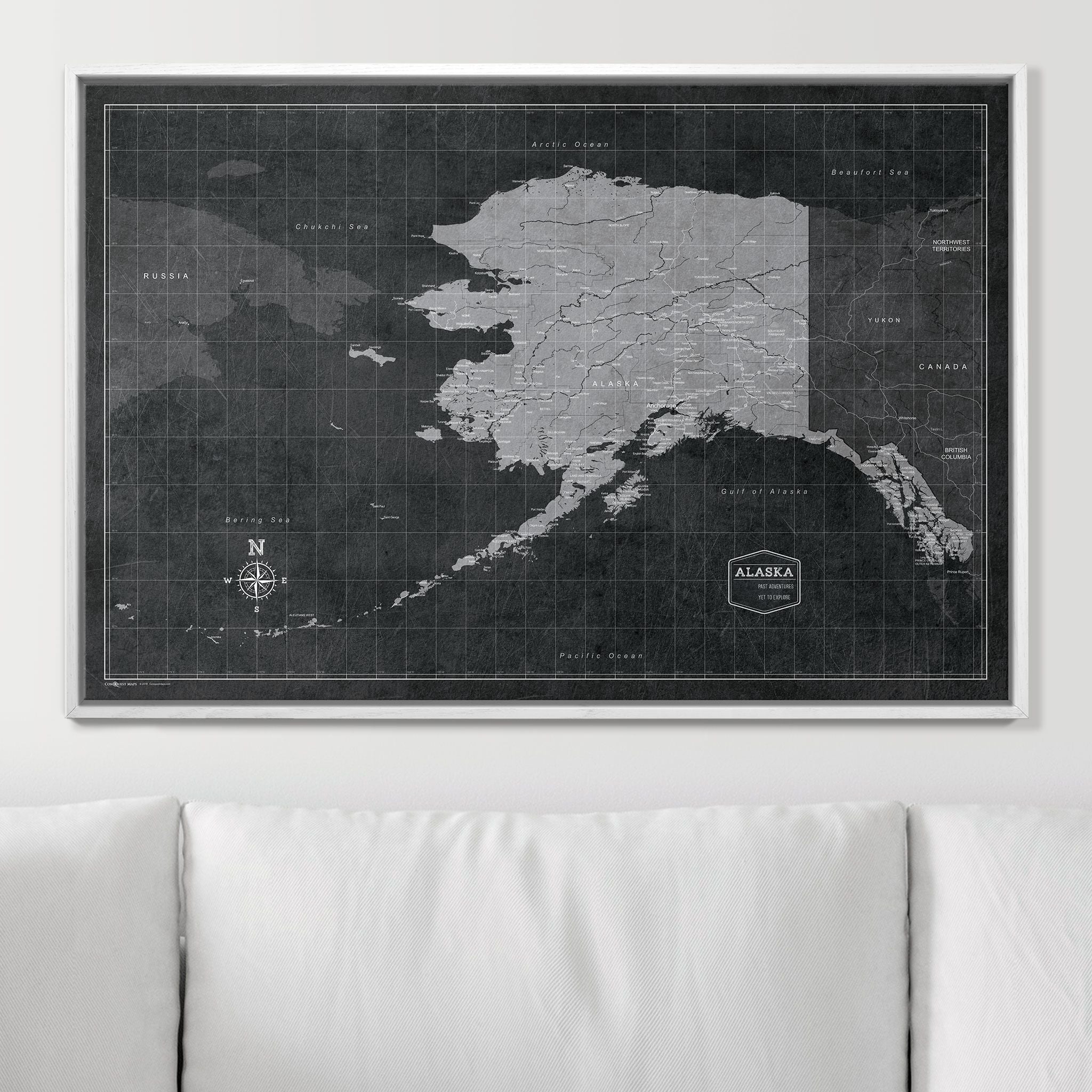 Push Pin Alaska Map (Pin Board) - Modern Slate CM Pin Board