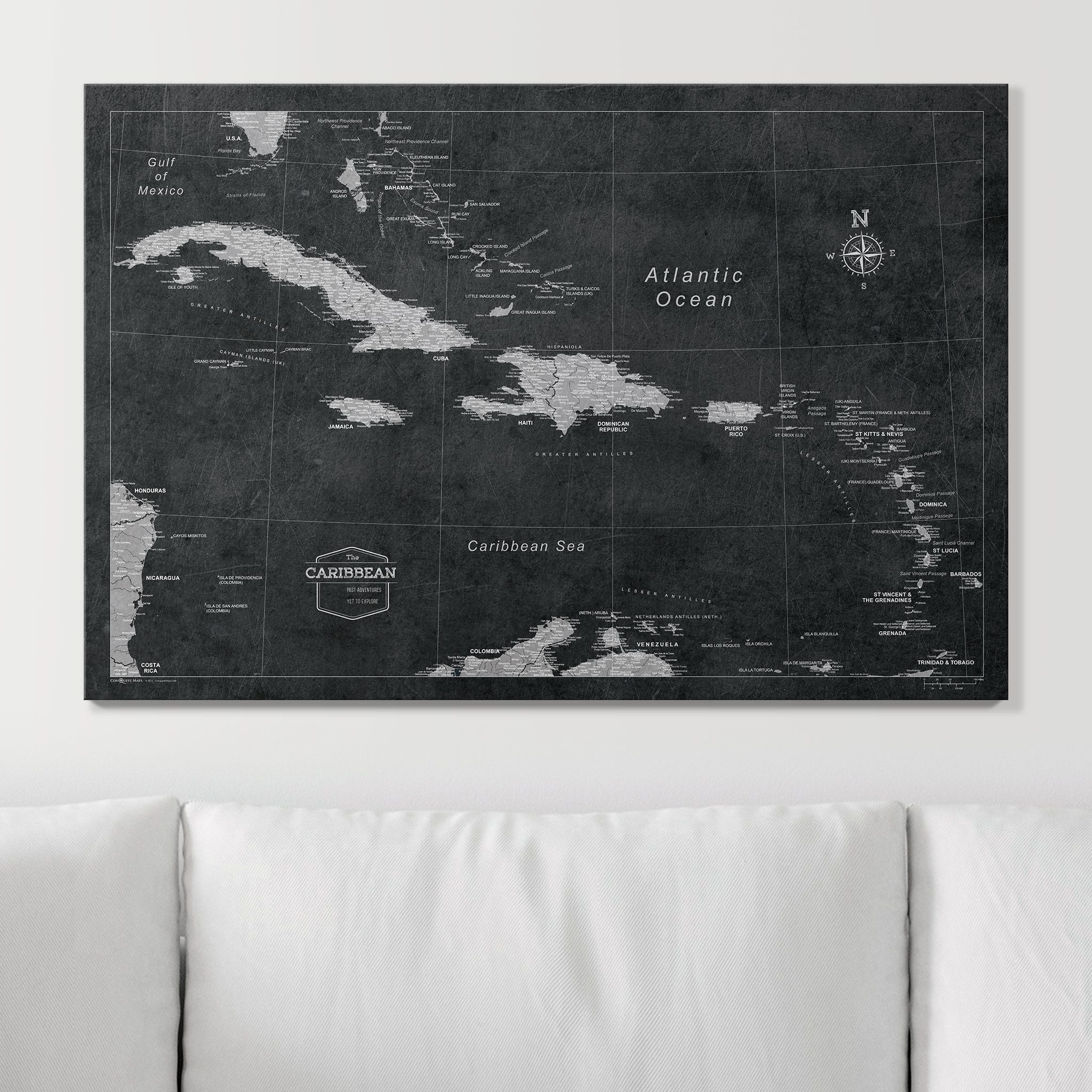 Push Pin Caribbean Map (Pin Board) - Desert Sunrise CM Pin Board