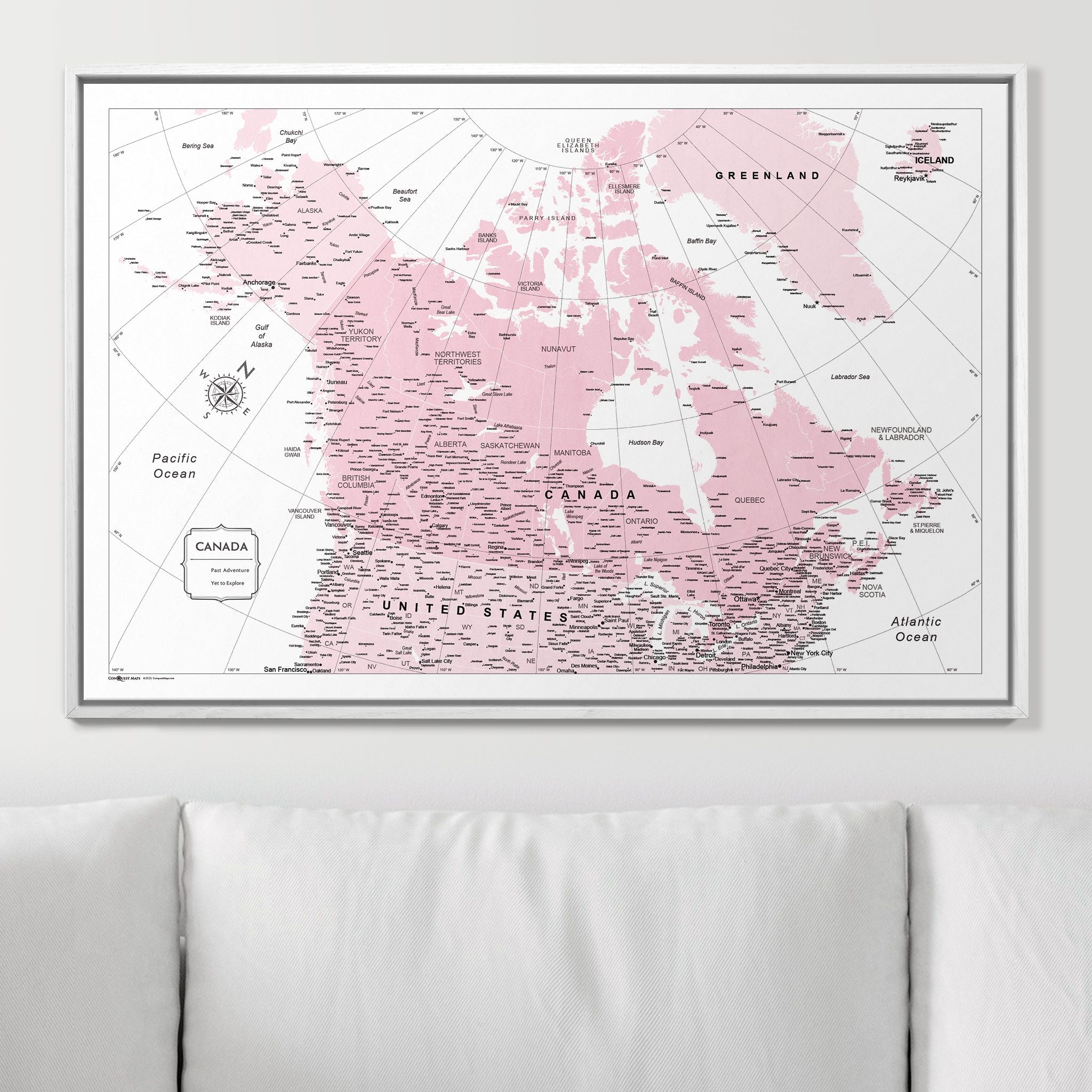 Push Pin Canada Map (Pin Board) - Pink Color Splash CM Pin Board