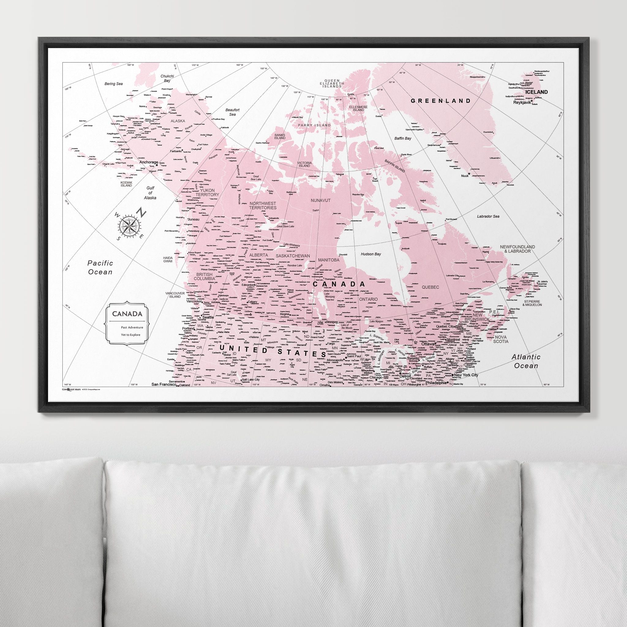 Push Pin Canada Map (Pin Board) - Pink Color Splash CM Pin Board