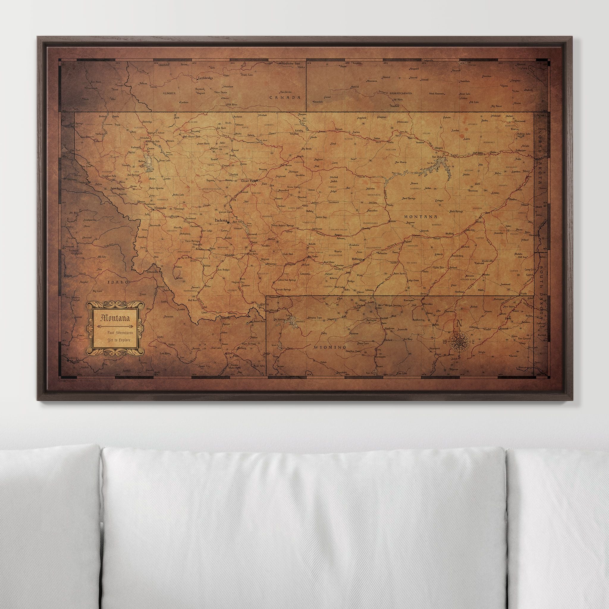 Push Pin Montana Map (Pin Board) - Golden Aged CM Pin Board