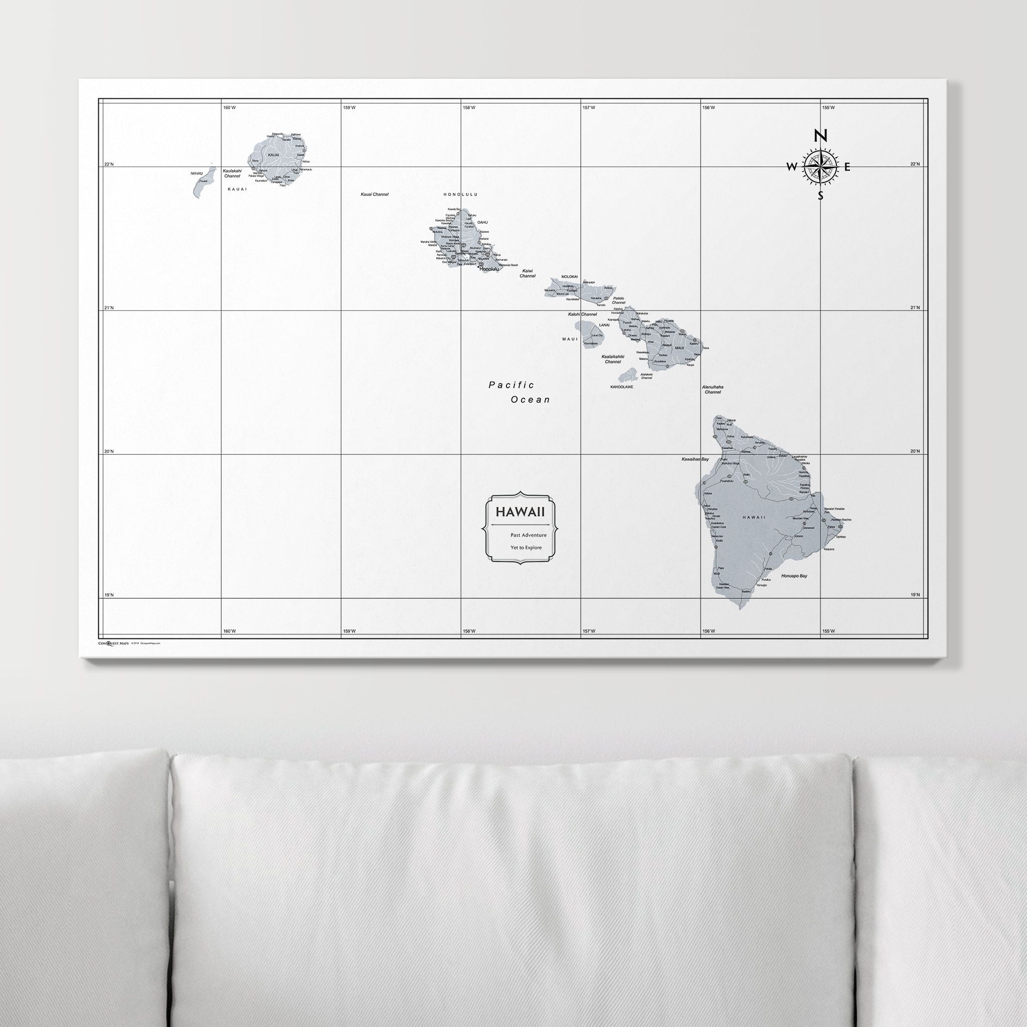 Push Pin Hawaii Map (Pin Board) - Light Gray Color Splash CM Pin Board