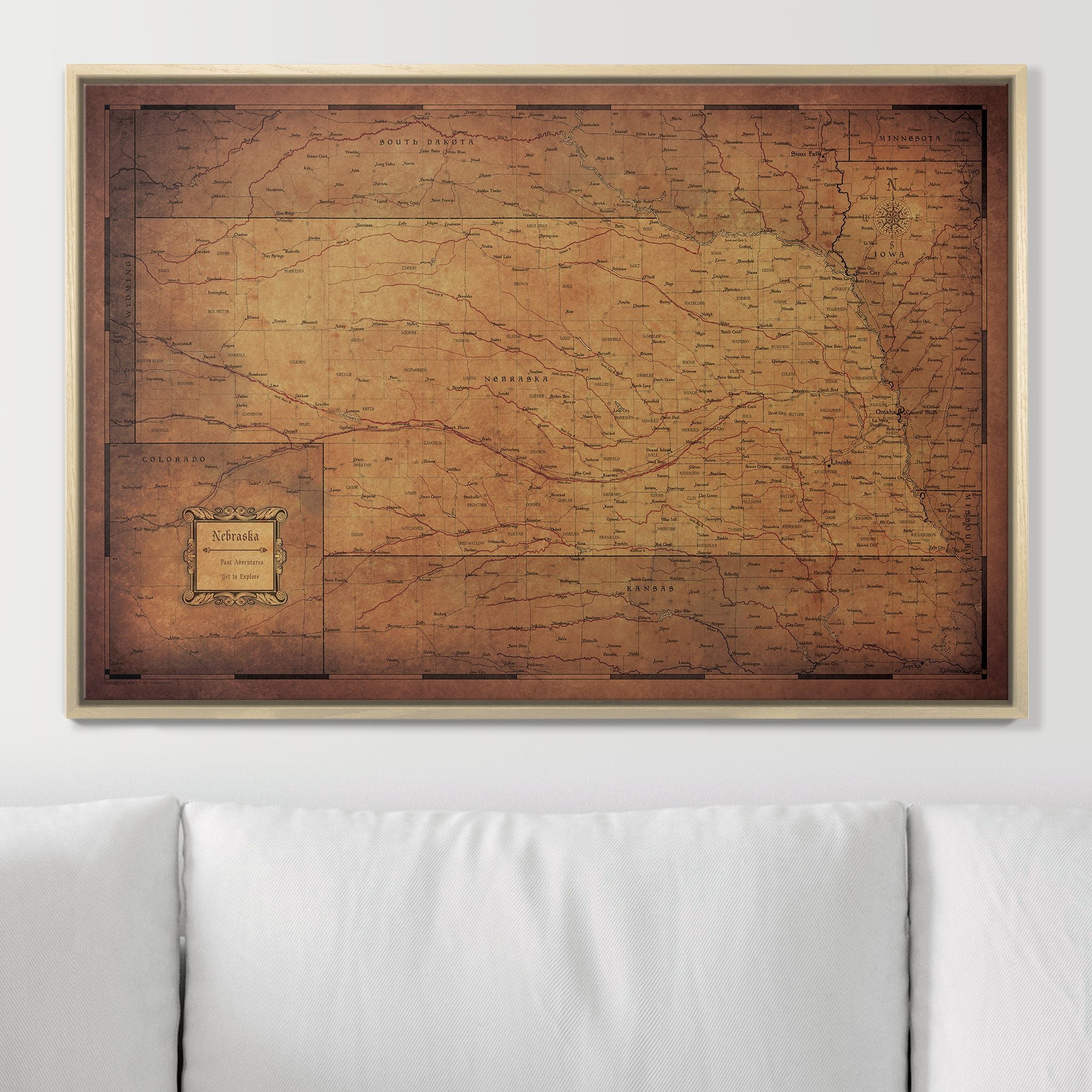 Push Pin Nebraska Map (Pin Board) - Golden Aged CM Pin Board