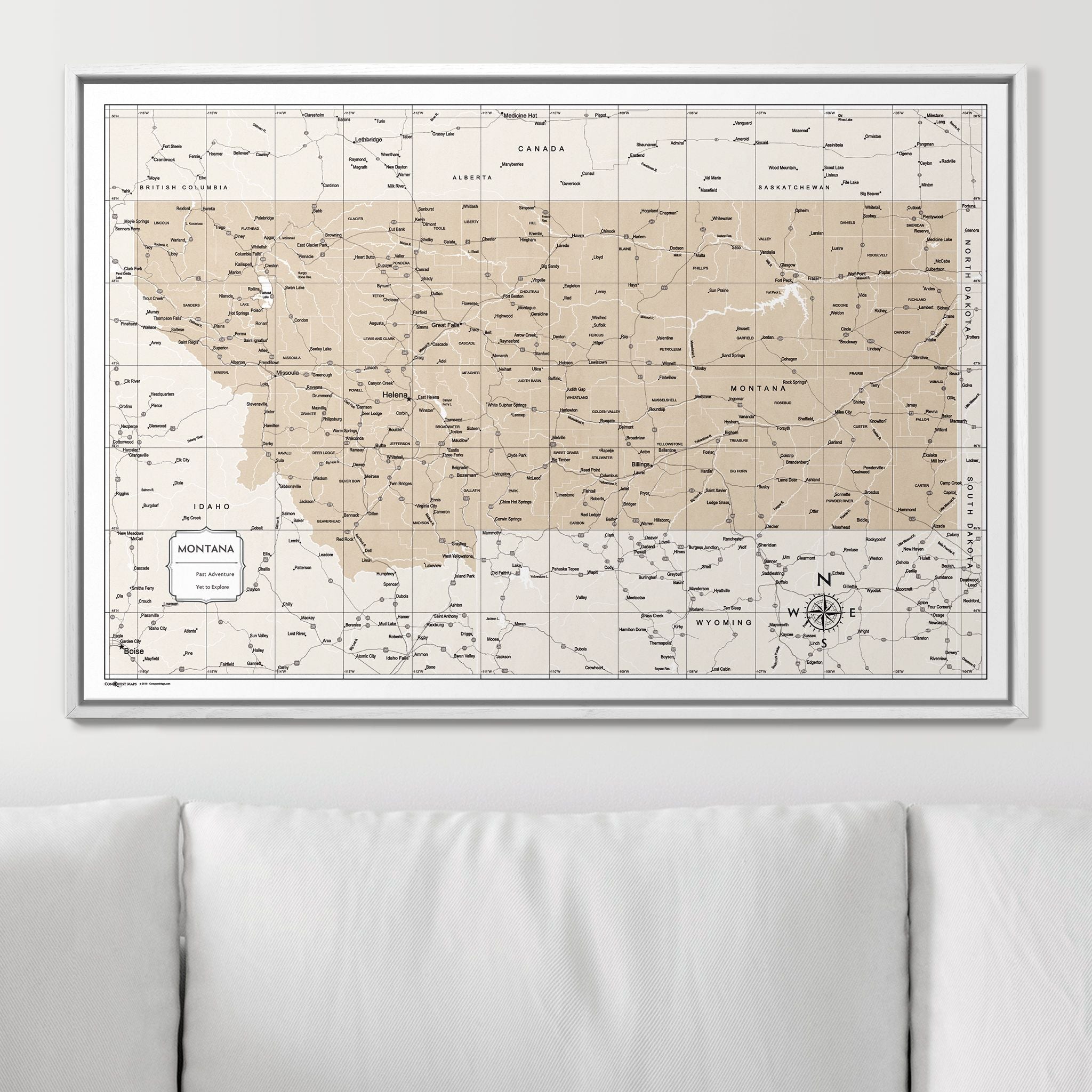 Push Pin Montana Map (Pin Board) - Light Brown Color Splash CM Pin Board