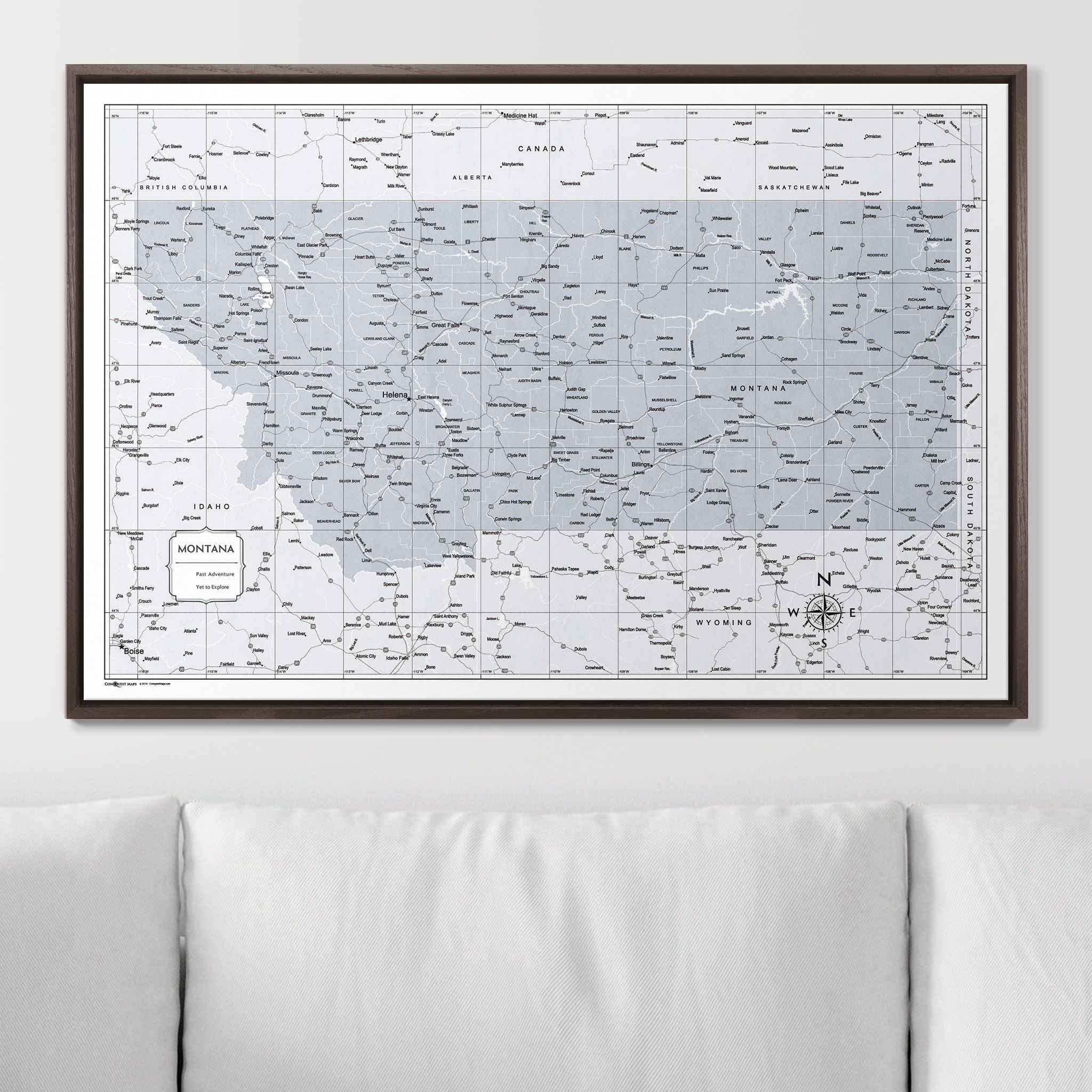 Push Pin Montana Map (Pin Board) - Light Gray Color Splash CM Pin Board
