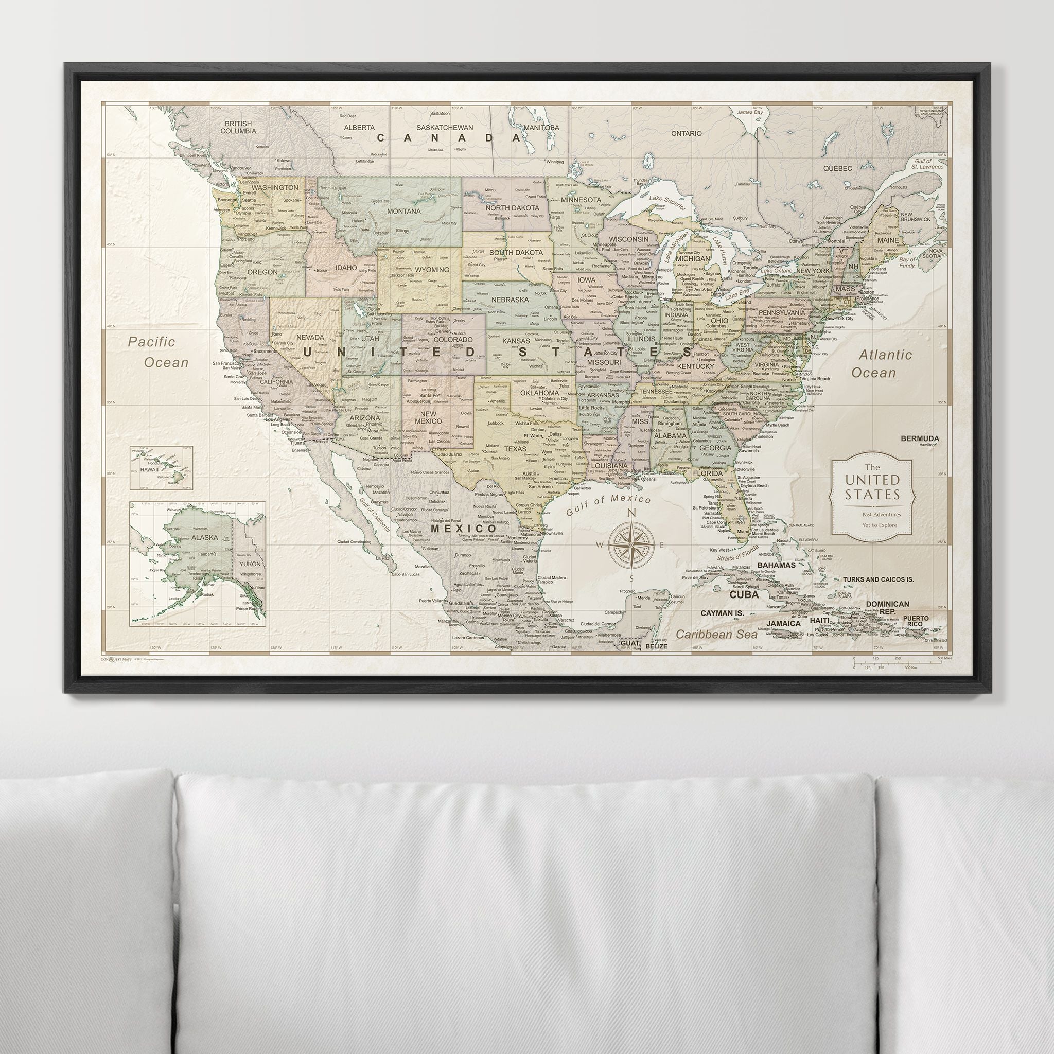 Push Pin USA Map (Pin Board) - Desert Sunrise - Overstock Sale CM Pin Board
