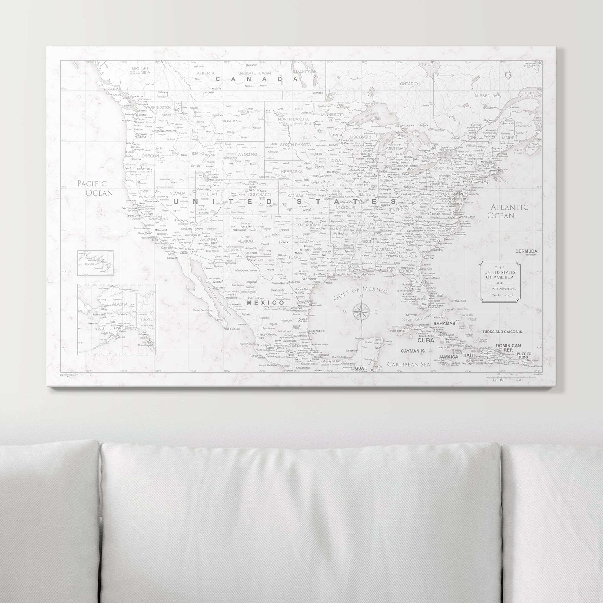 Push Pin USA Map (Pin Board) - Classic Marble CM Pin Board