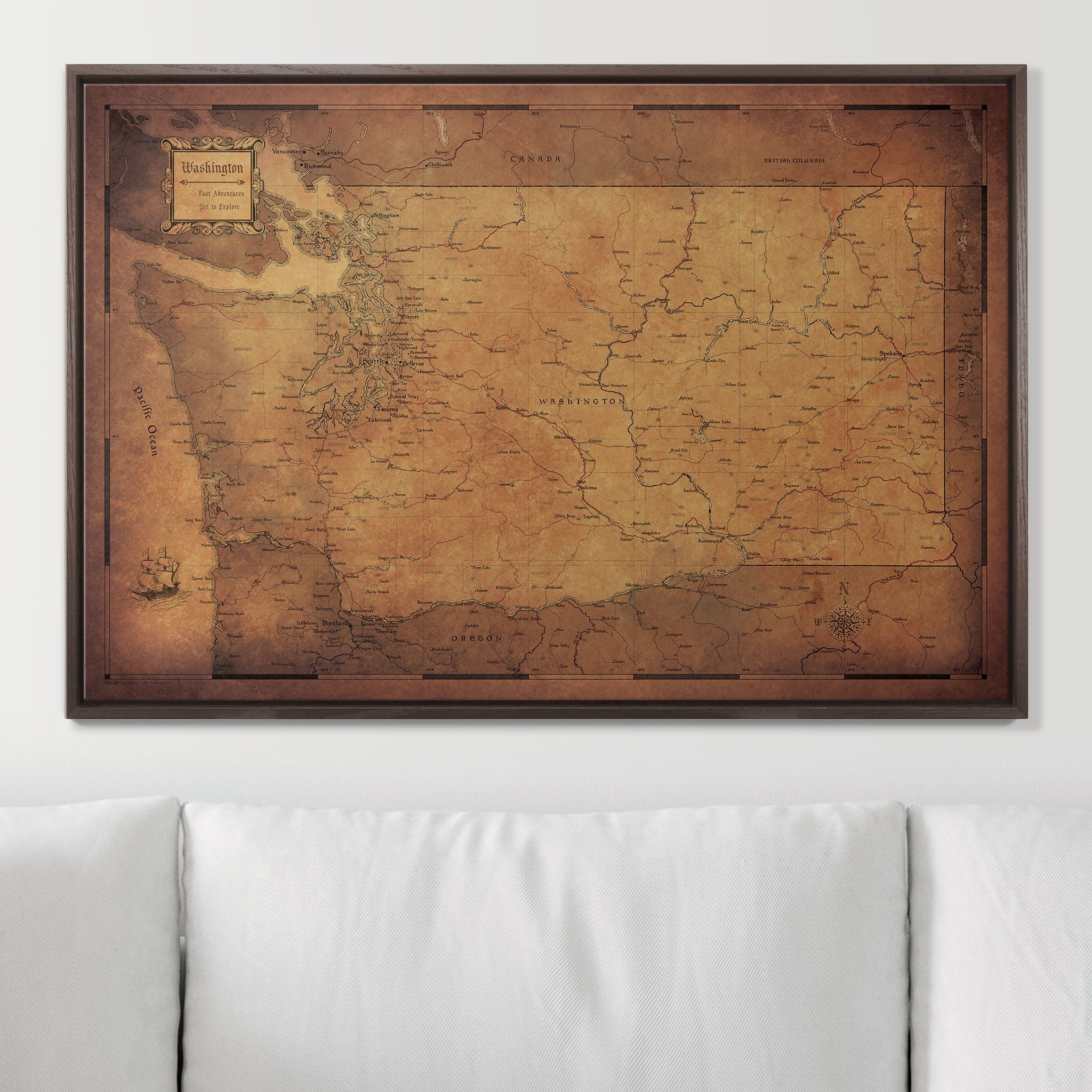 Push Pin Washington Map (Pin Board) - Golden Aged CM Pin Board