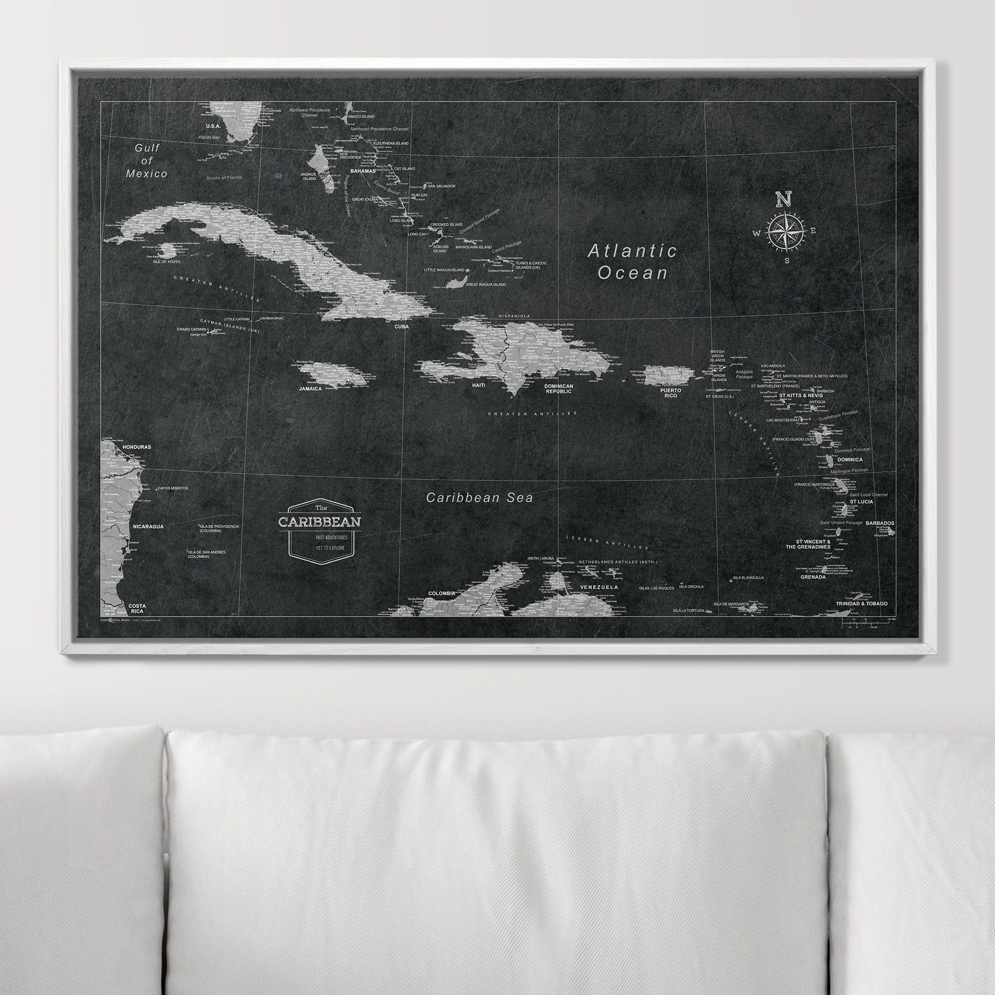 Push Pin Caribbean Map (Pin Board) - Desert Sunrise CM Pin Board
