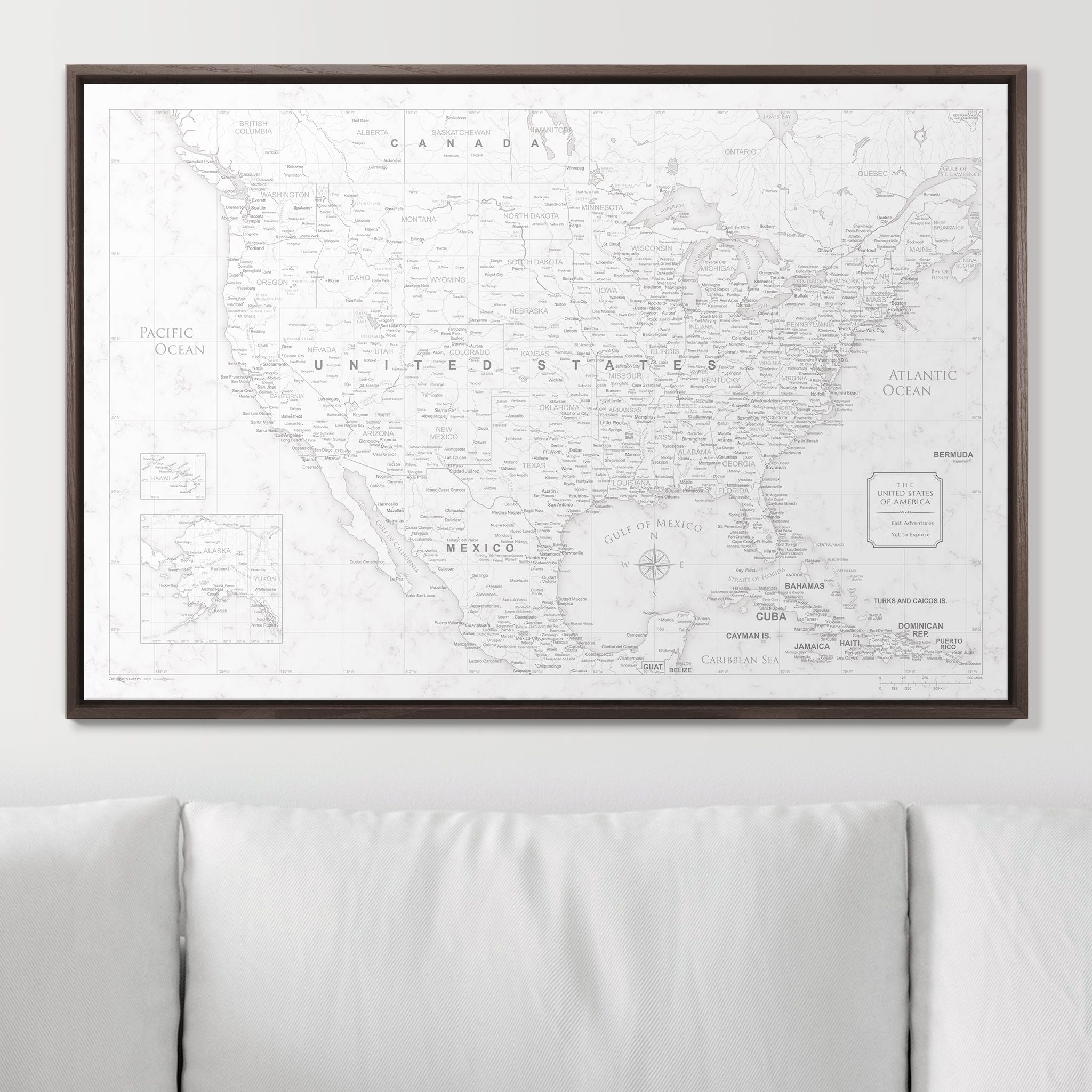 Push Pin USA Map (Pin Board) - Classic Marble CM Pin Board
