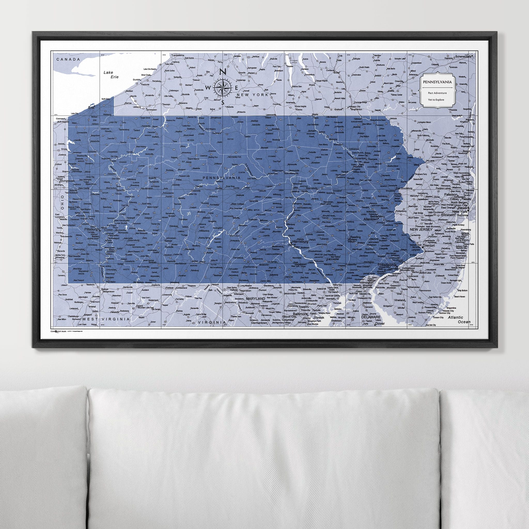 Push Pin Pennsylvania Map (Pin Board) - Navy Color Splash CM Pin Board