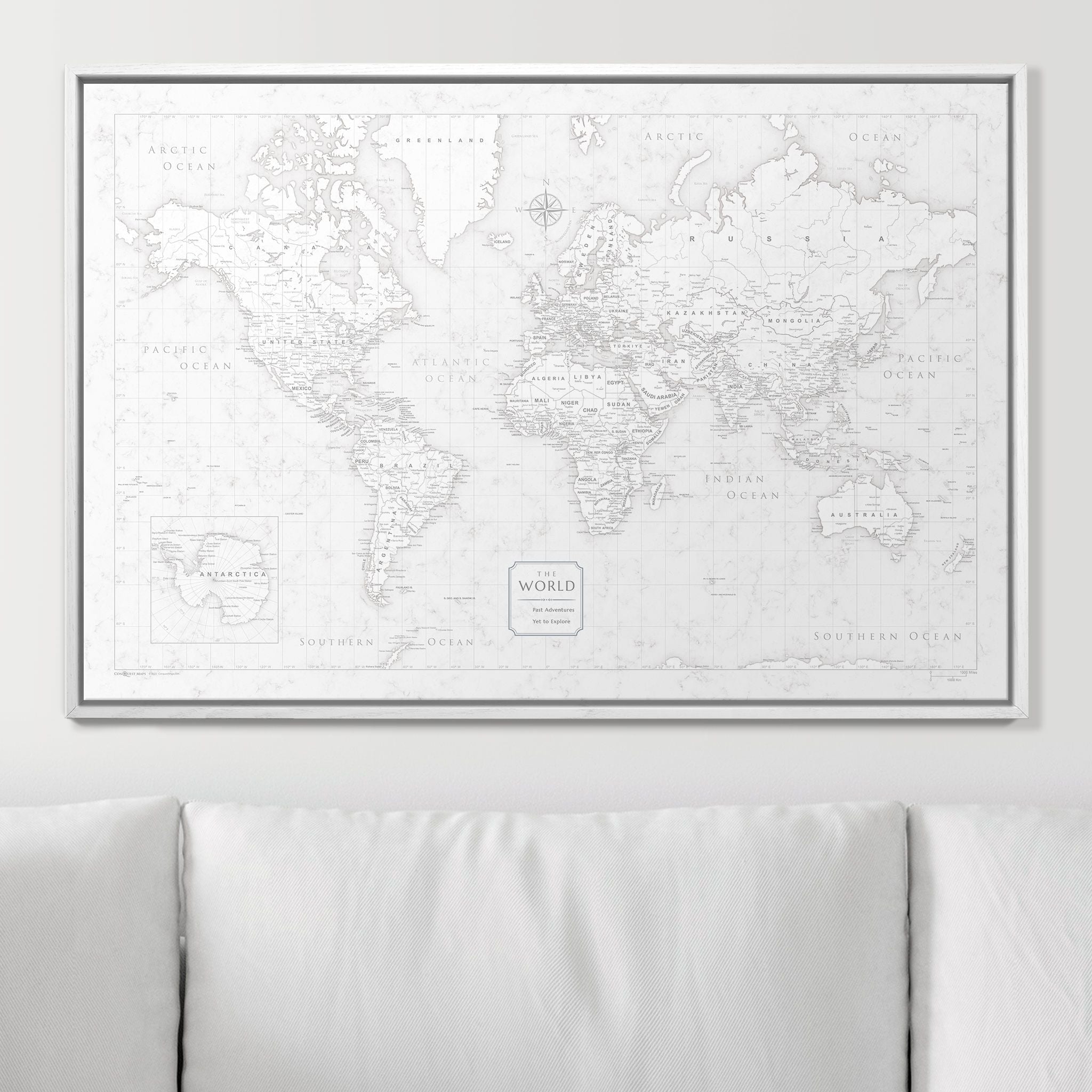 Push Pin World Map (Pin Board) - Classic Marble CM Pin Board