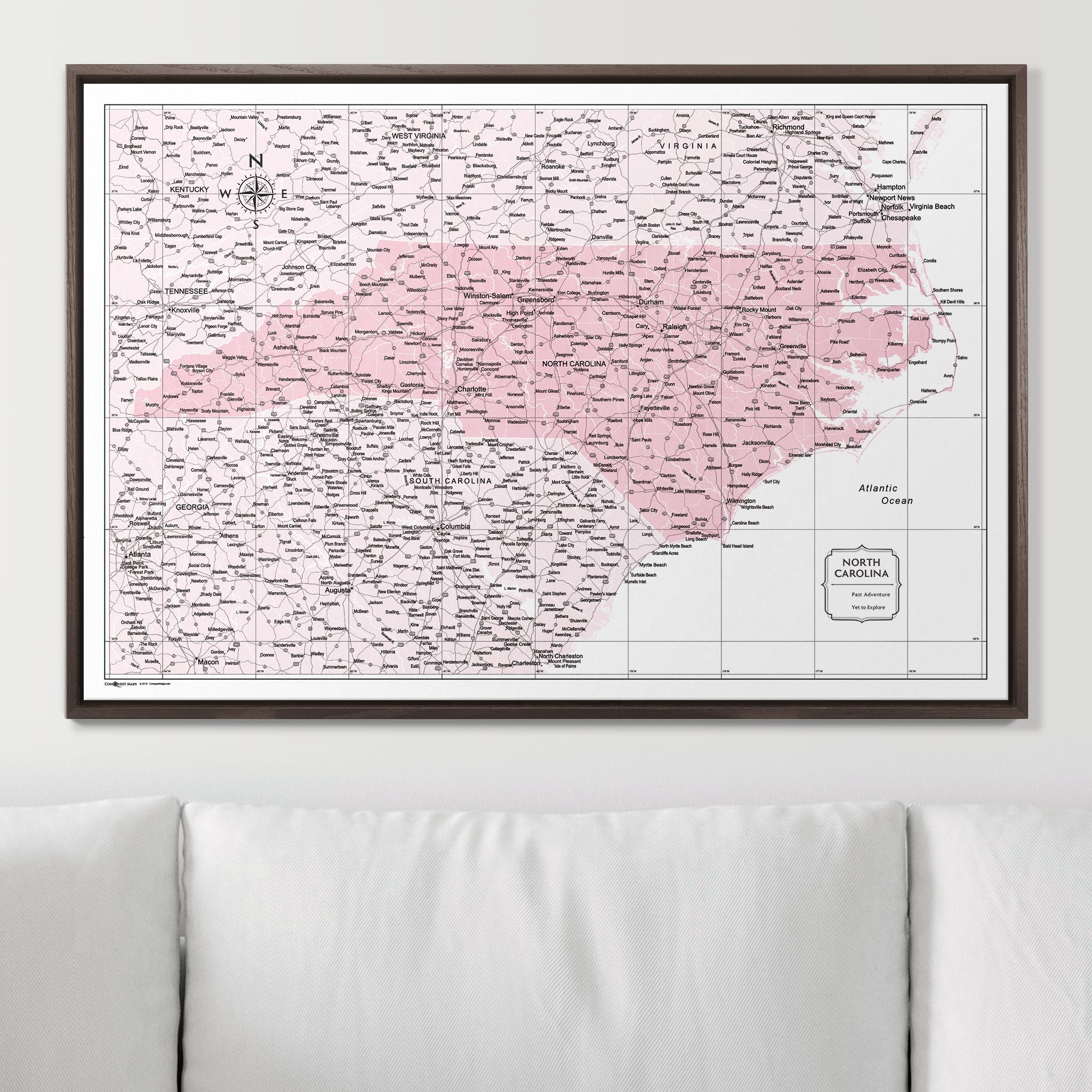 Push Pin North Carolina Map (Pin Board) - Pink Color Splash CM Pin Board