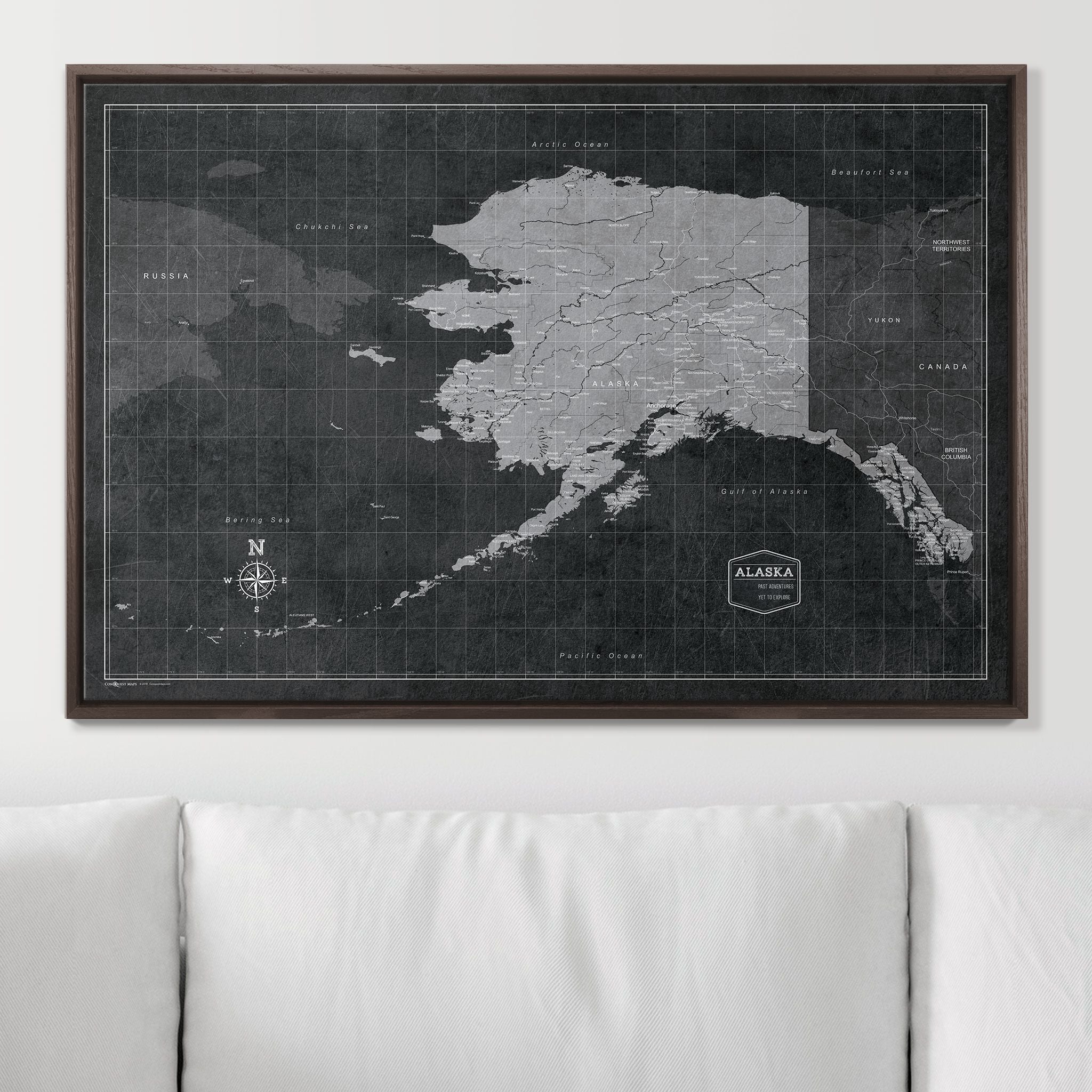 Push Pin Alaska Map (Pin Board) - Modern Slate CM Pin Board