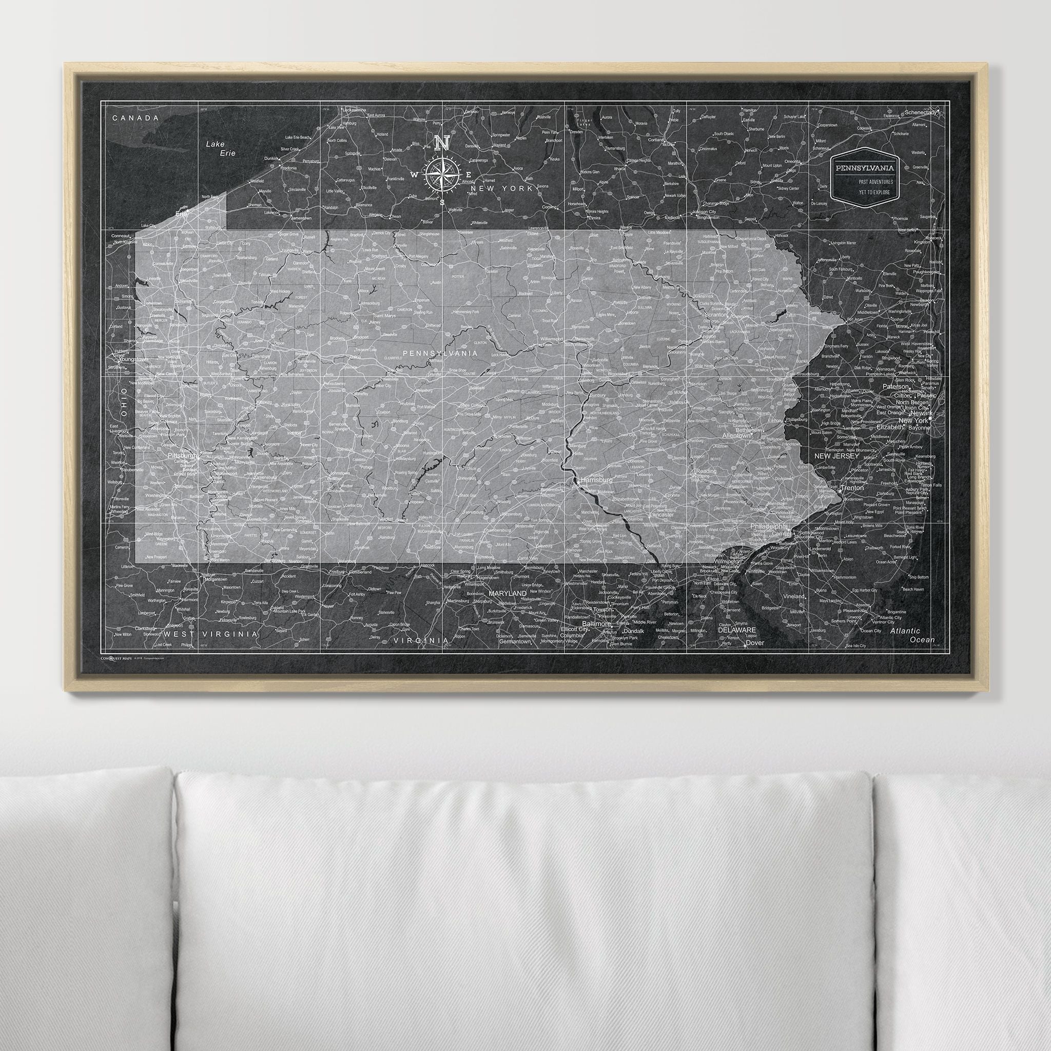 Push Pin Pennsylvania Map (Pin Board) - Modern Slate CM Pin Board
