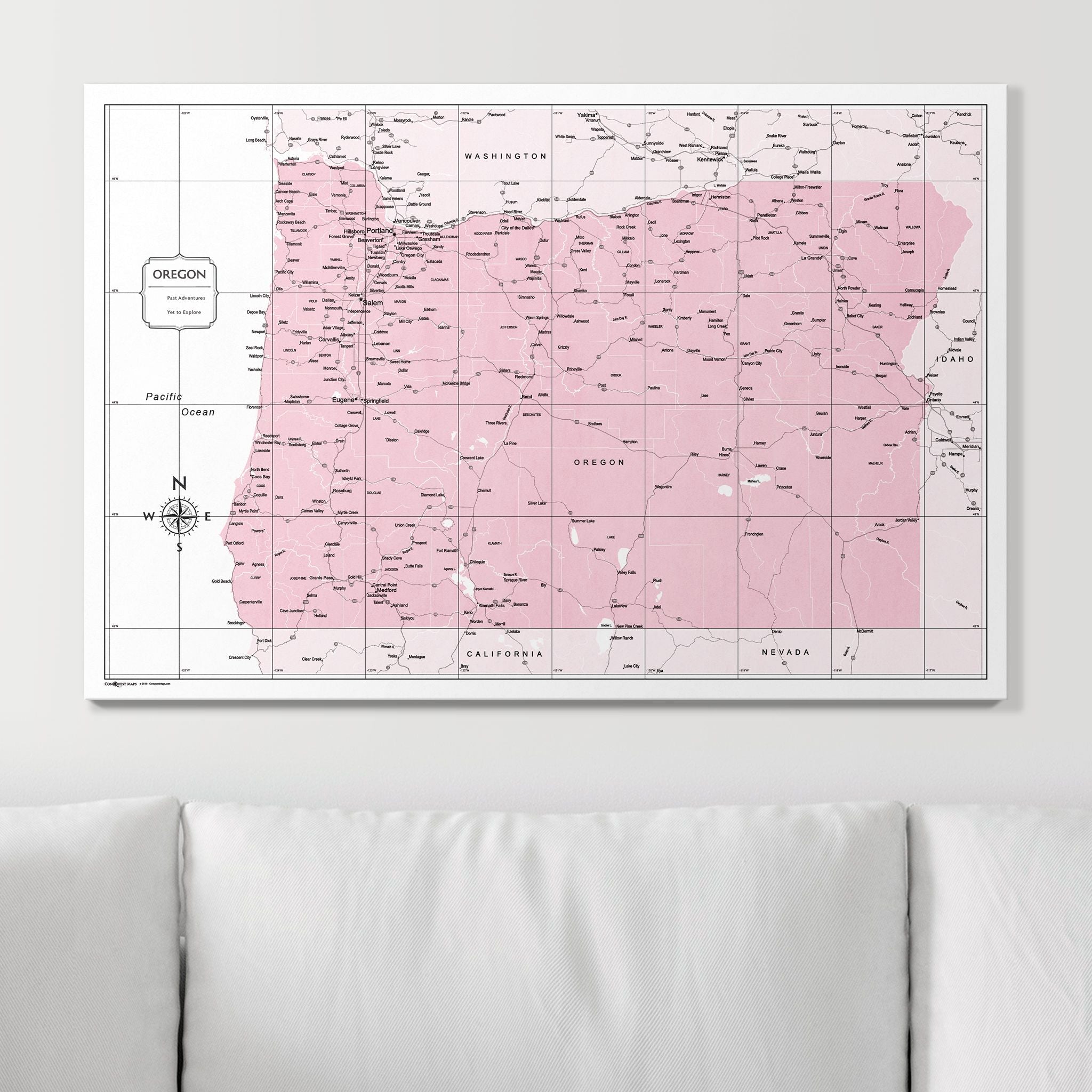 Push Pin Oregon Map (Pin Board) - Pink Color Splash CM Pin Board