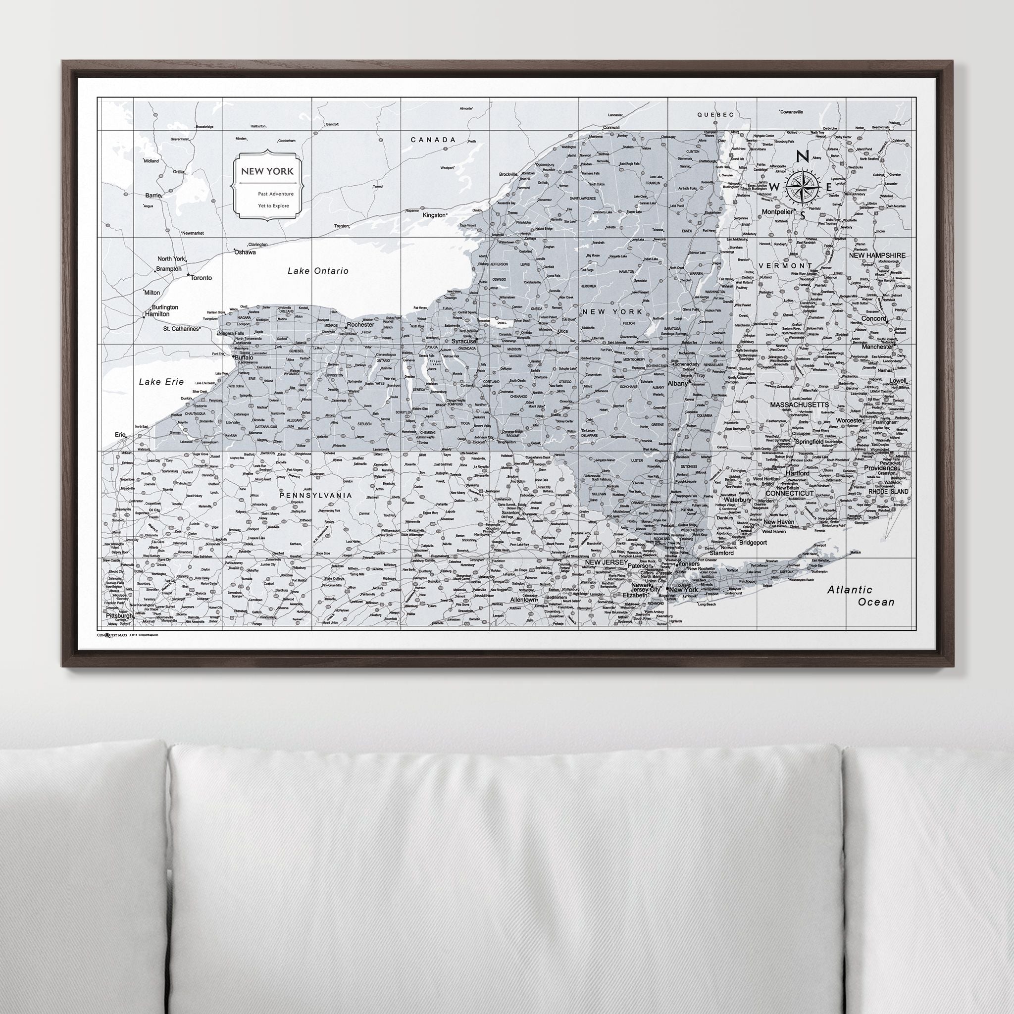 Push Pin New York Map (Pin Board) - Light Gray Color Splash CM Pin Board