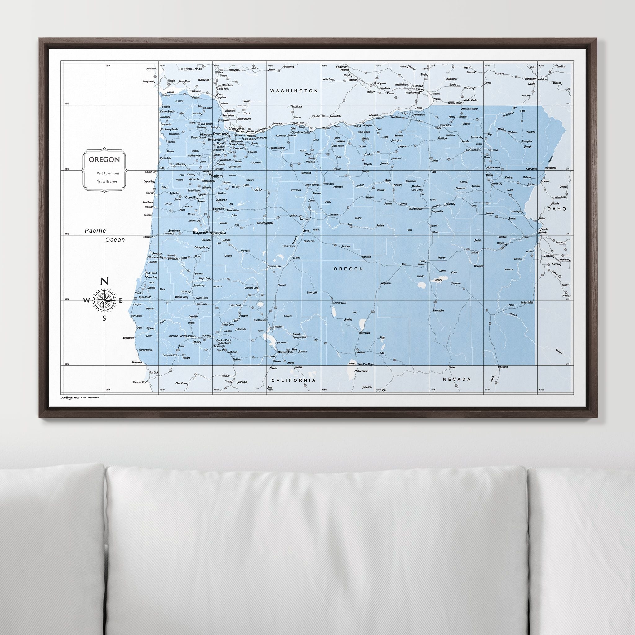 Push Pin Oregon Map (Pin Board) - Light Blue Color Splash CM Pin Board