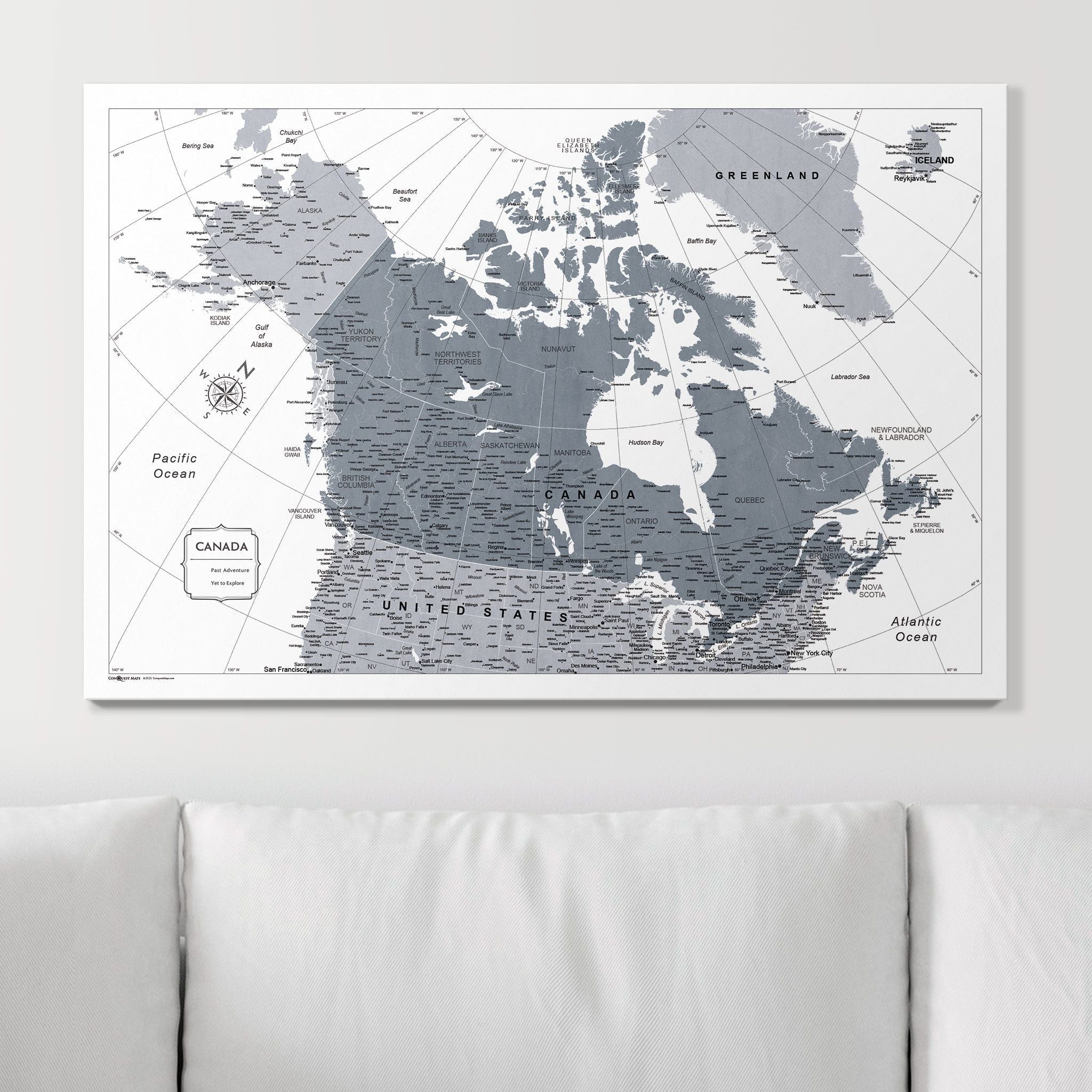Push Pin Canada Map (Pin Board) - Dark Gray Color Splash CM Pin Board