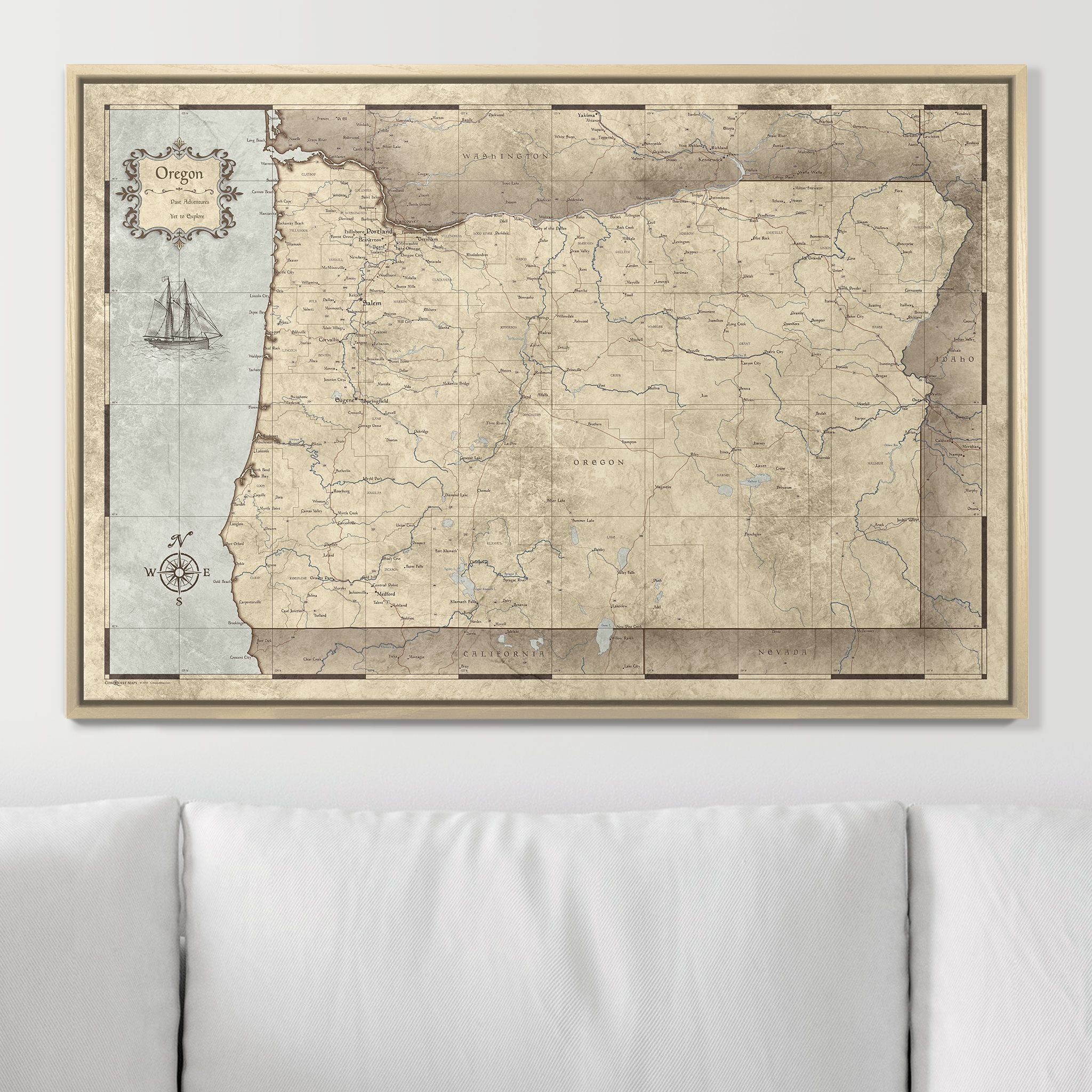 Push Pin Oregon Map (Pin Board) - Rustic Vintage CM Pin Board