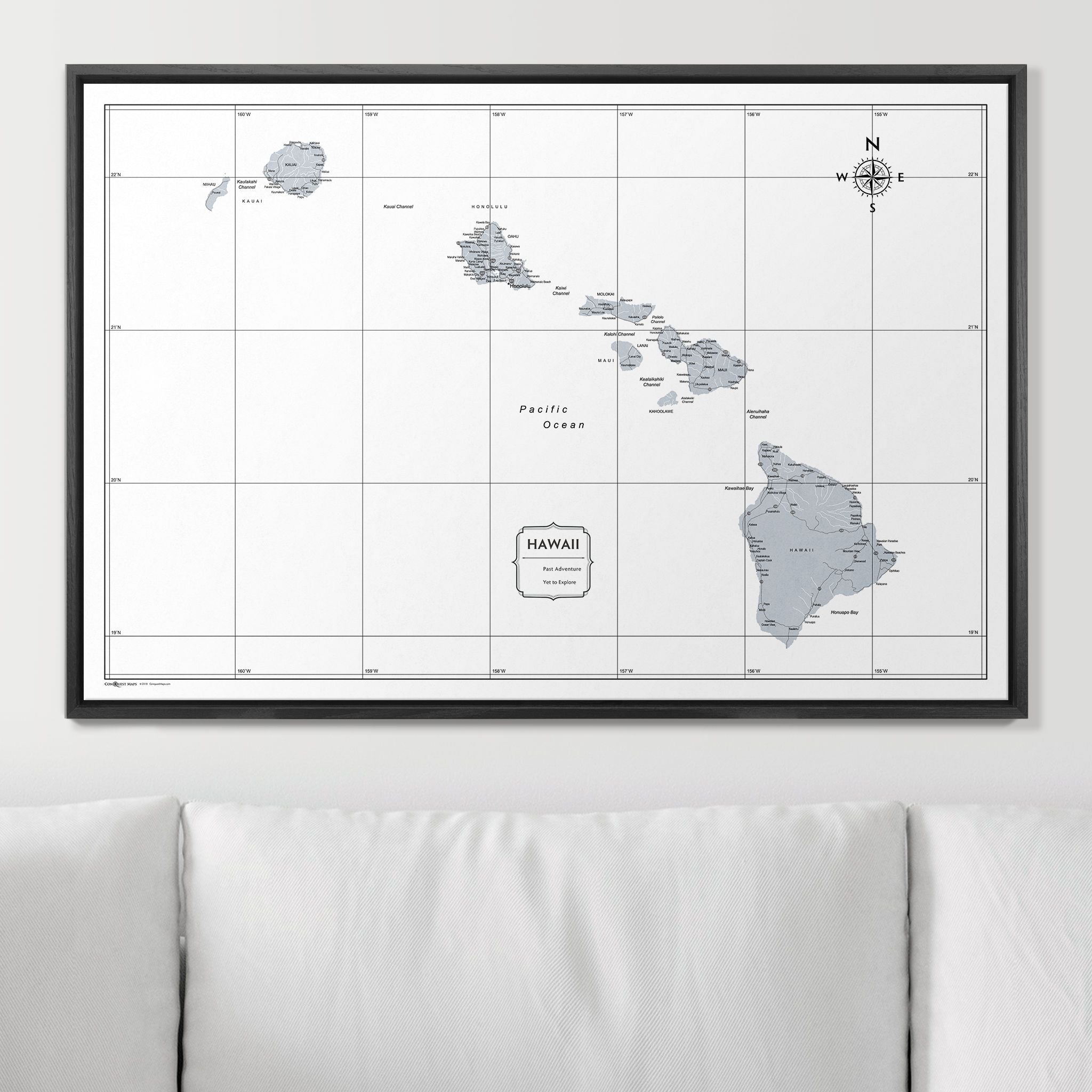 Push Pin Hawaii Map (Pin Board) - Light Gray Color Splash CM Pin Board