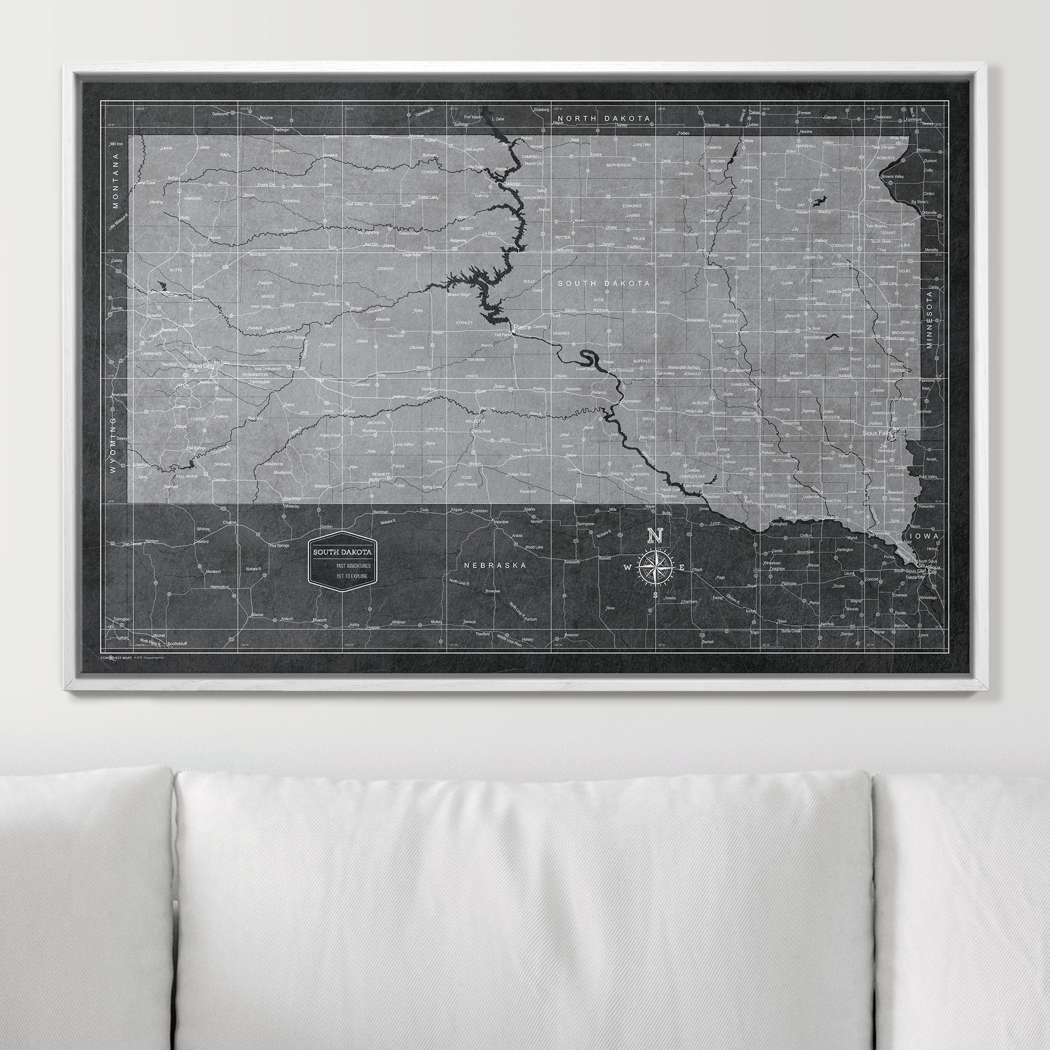 Push Pin South Dakota Map (Pin Board) - Modern Slate CM Pin Board