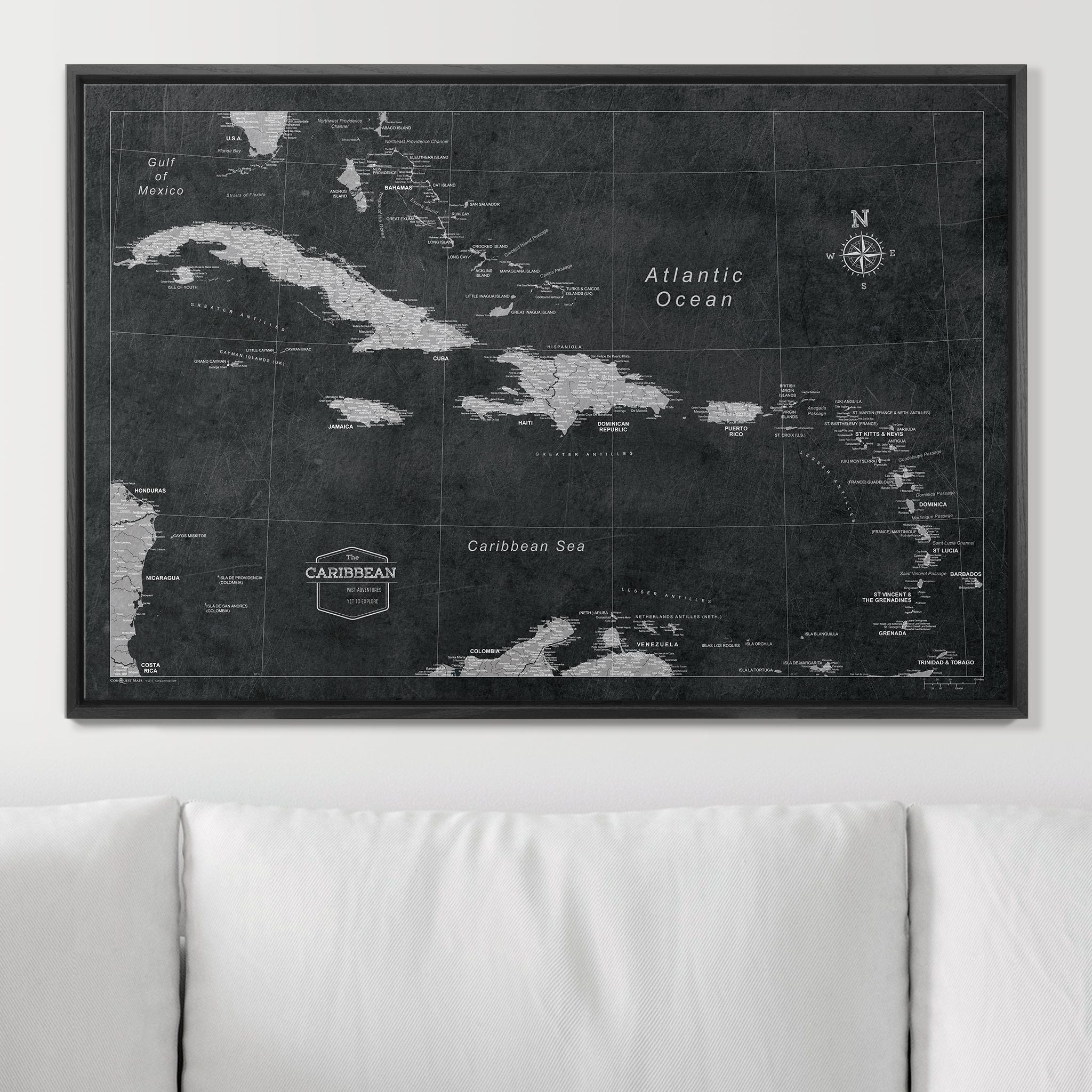 Push Pin Caribbean Map (Pin Board) - Desert Sunrise CM Pin Board