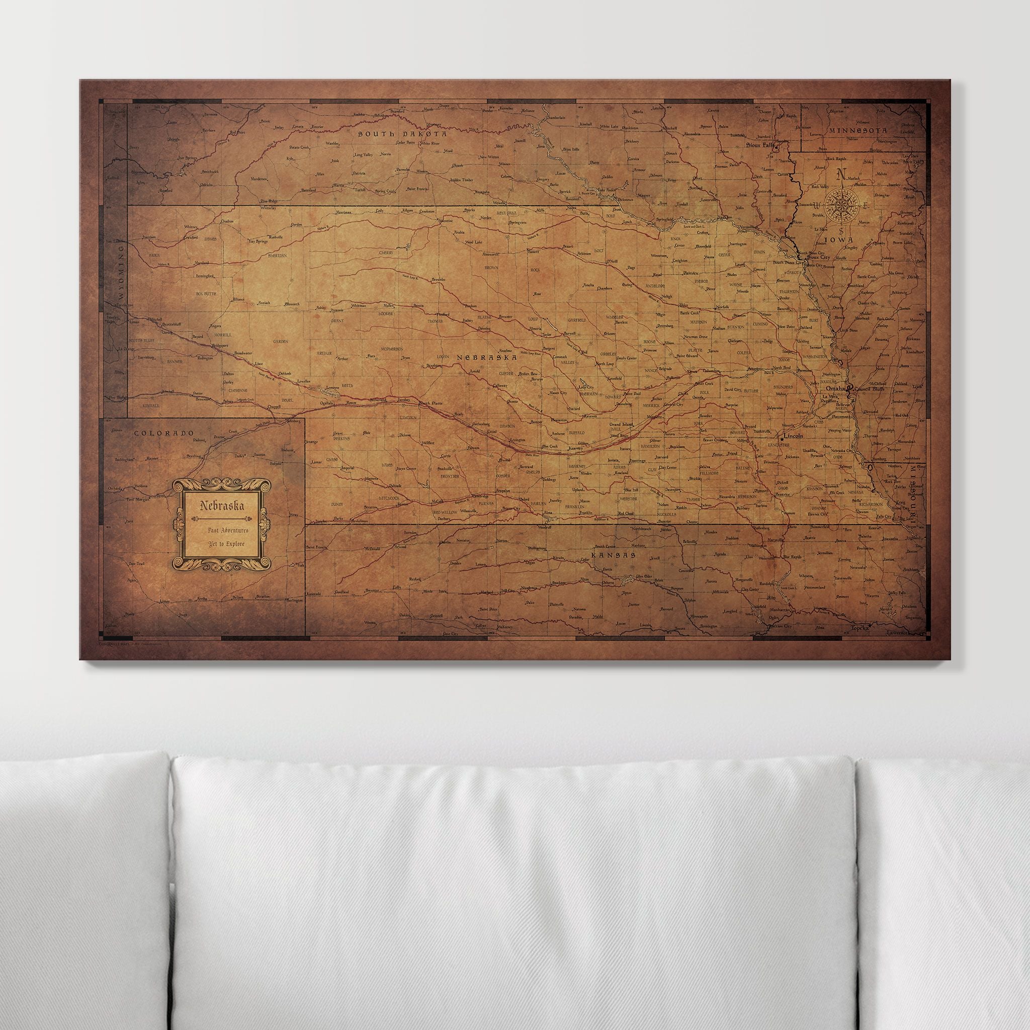 Push Pin Nebraska Map (Pin Board) - Golden Aged CM Pin Board