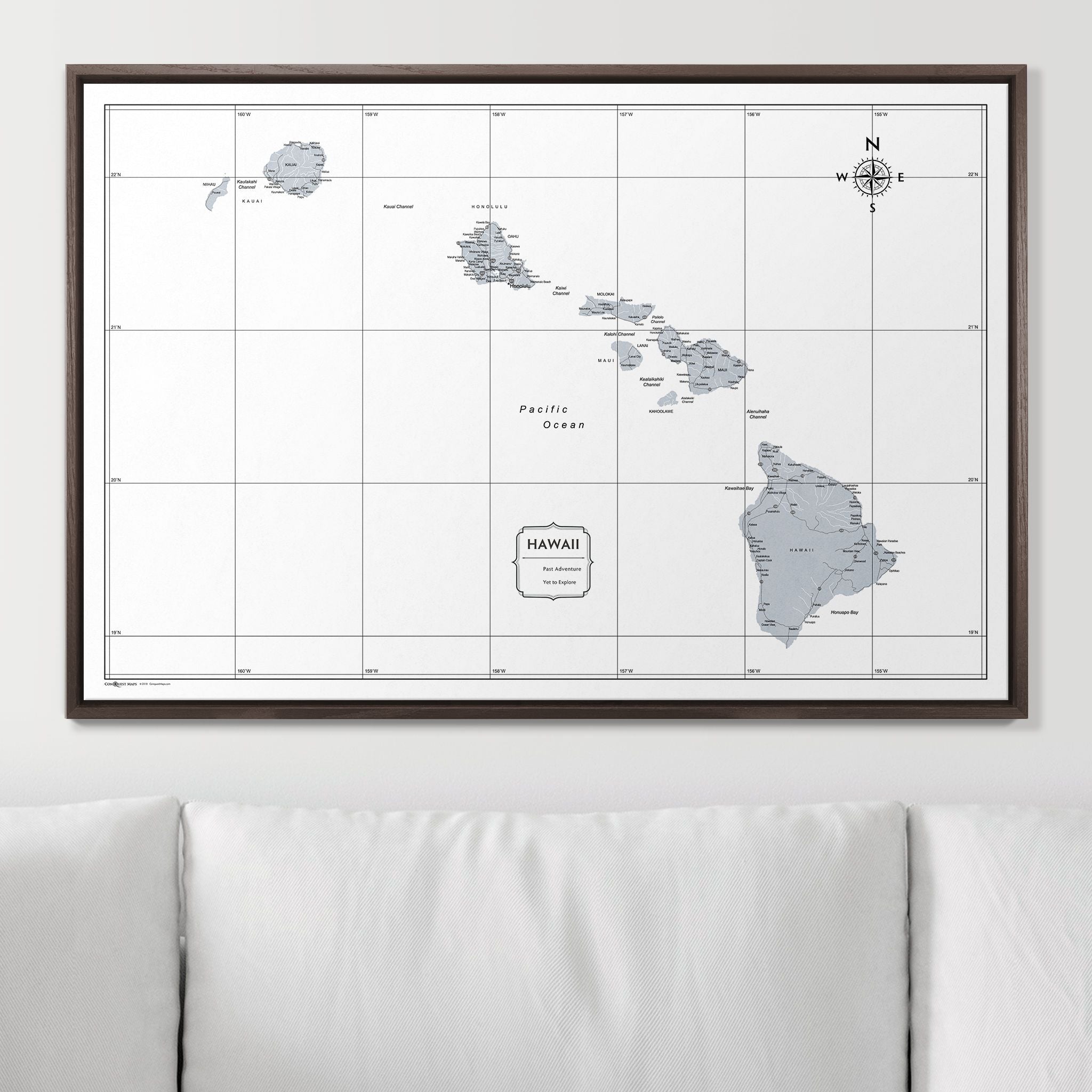Push Pin Hawaii Map (Pin Board) - Light Gray Color Splash CM Pin Board