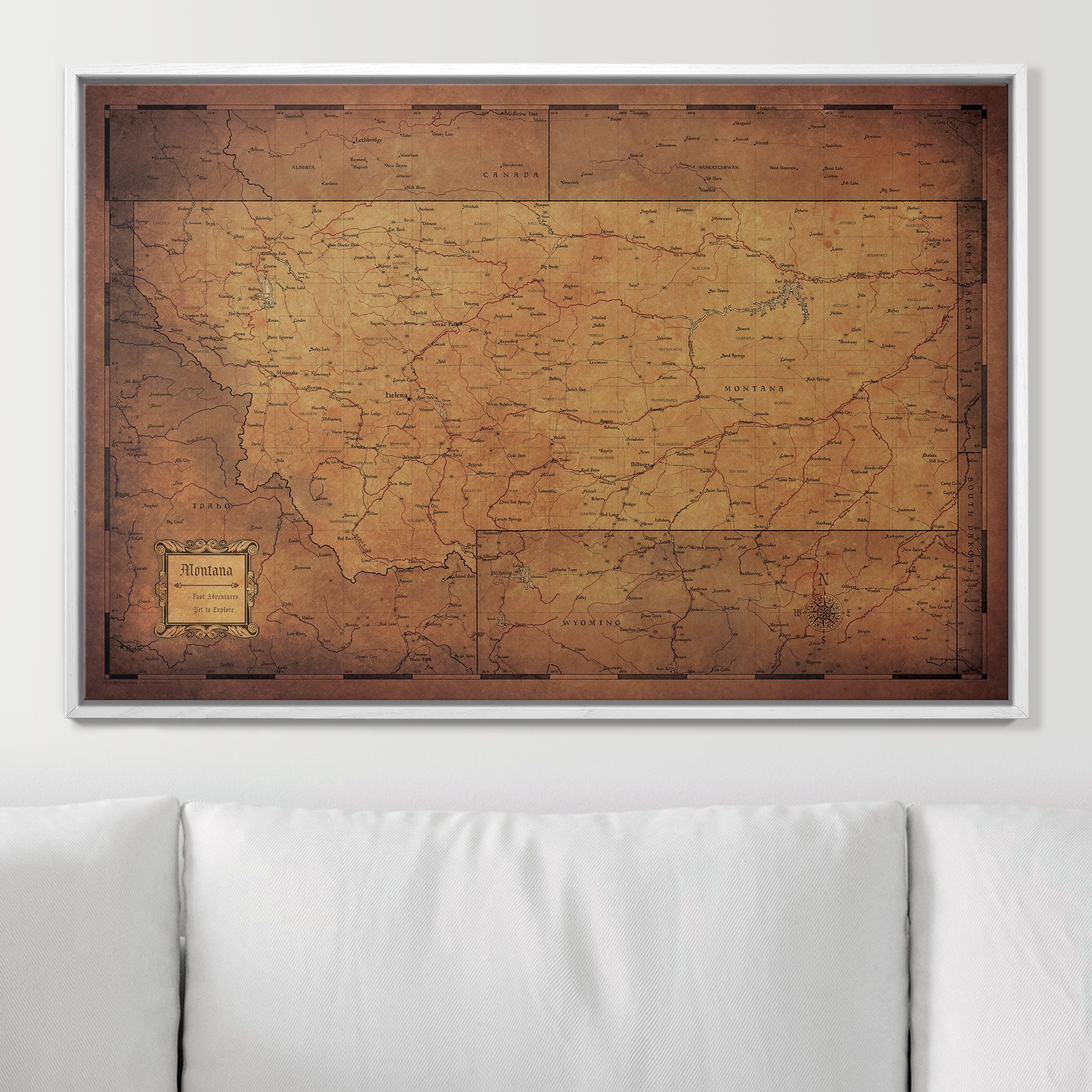 Push Pin Montana Map (Pin Board) - Golden Aged CM Pin Board