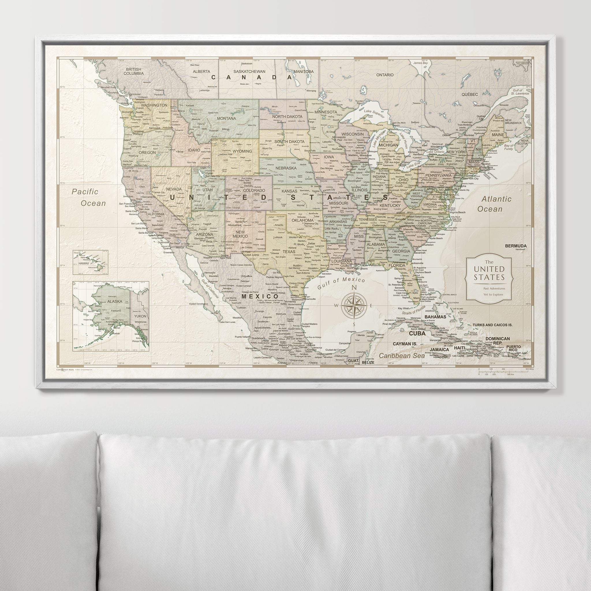 Push Pin USA Map (Pin Board) - Desert Sunrise - Overstock Sale CM Pin Board