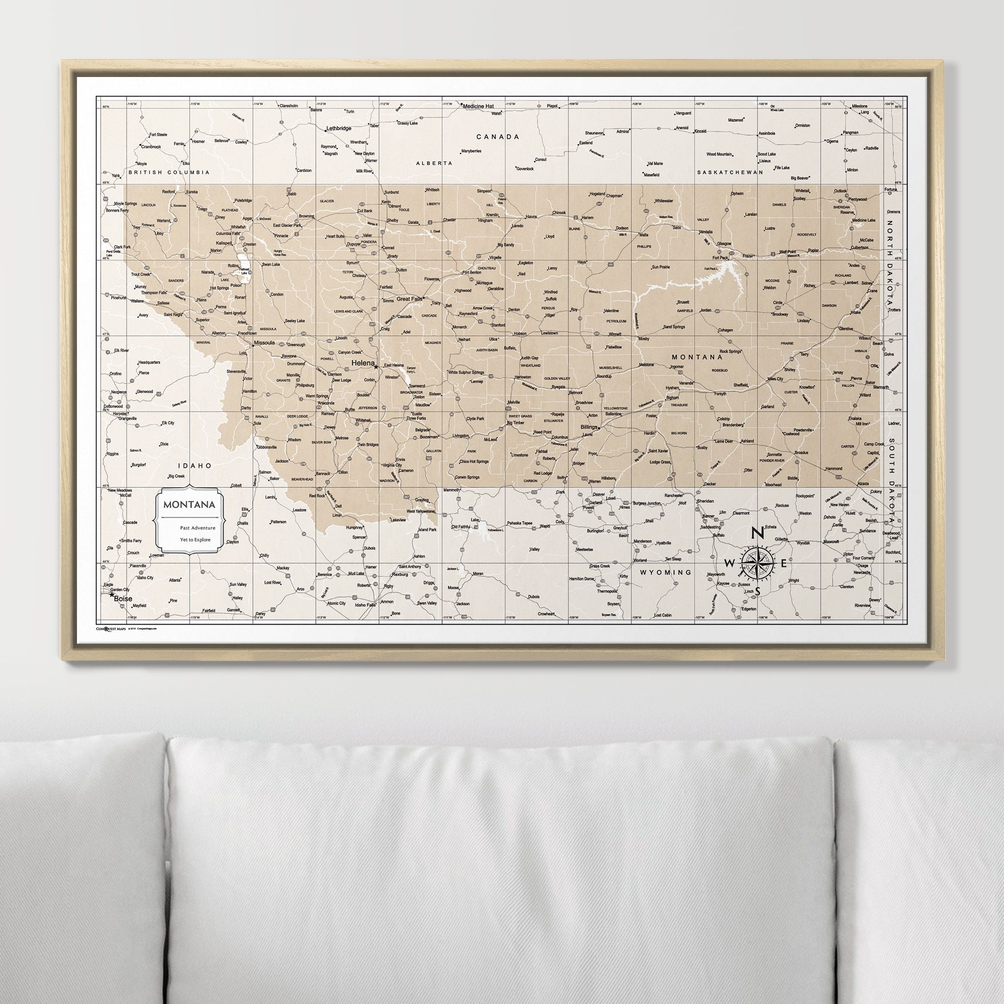 Push Pin Montana Map (Pin Board) - Light Brown Color Splash CM Pin Board