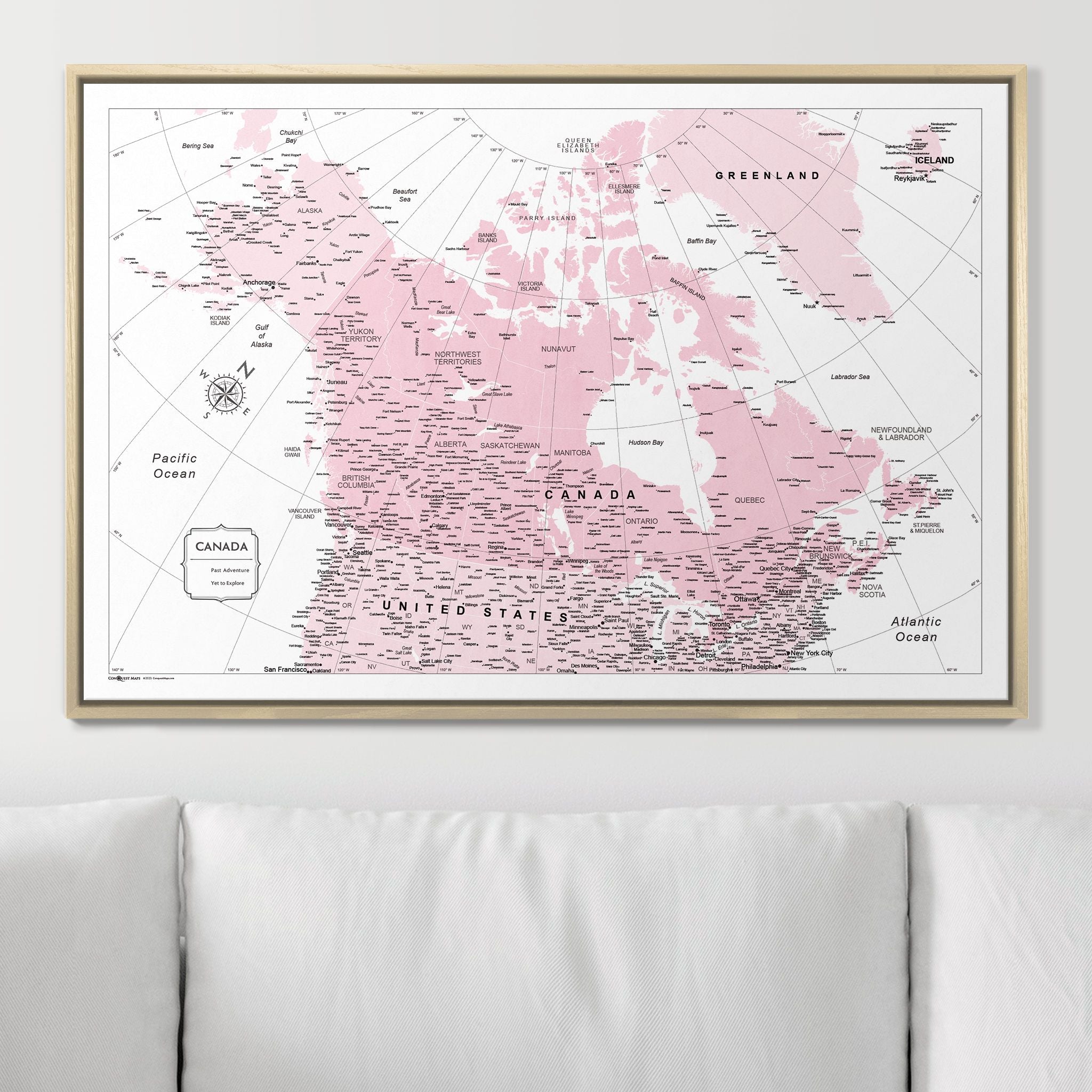 Push Pin Canada Map (Pin Board) - Pink Color Splash CM Pin Board