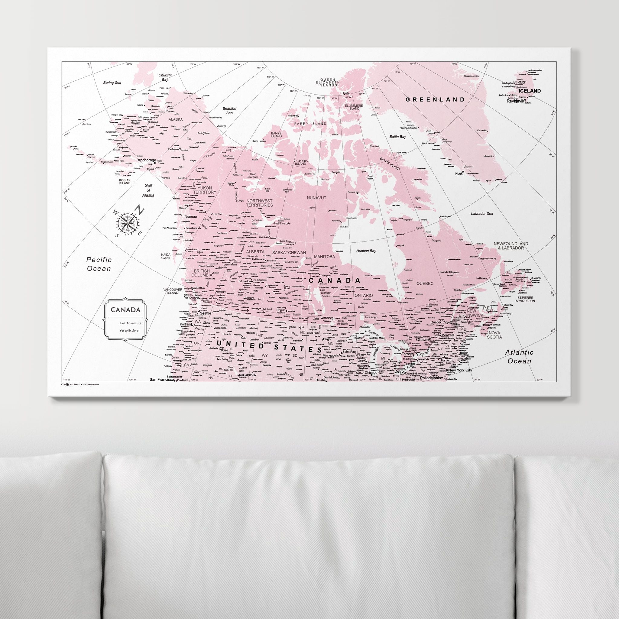 Push Pin Canada Map (Pin Board) - Pink Color Splash CM Pin Board
