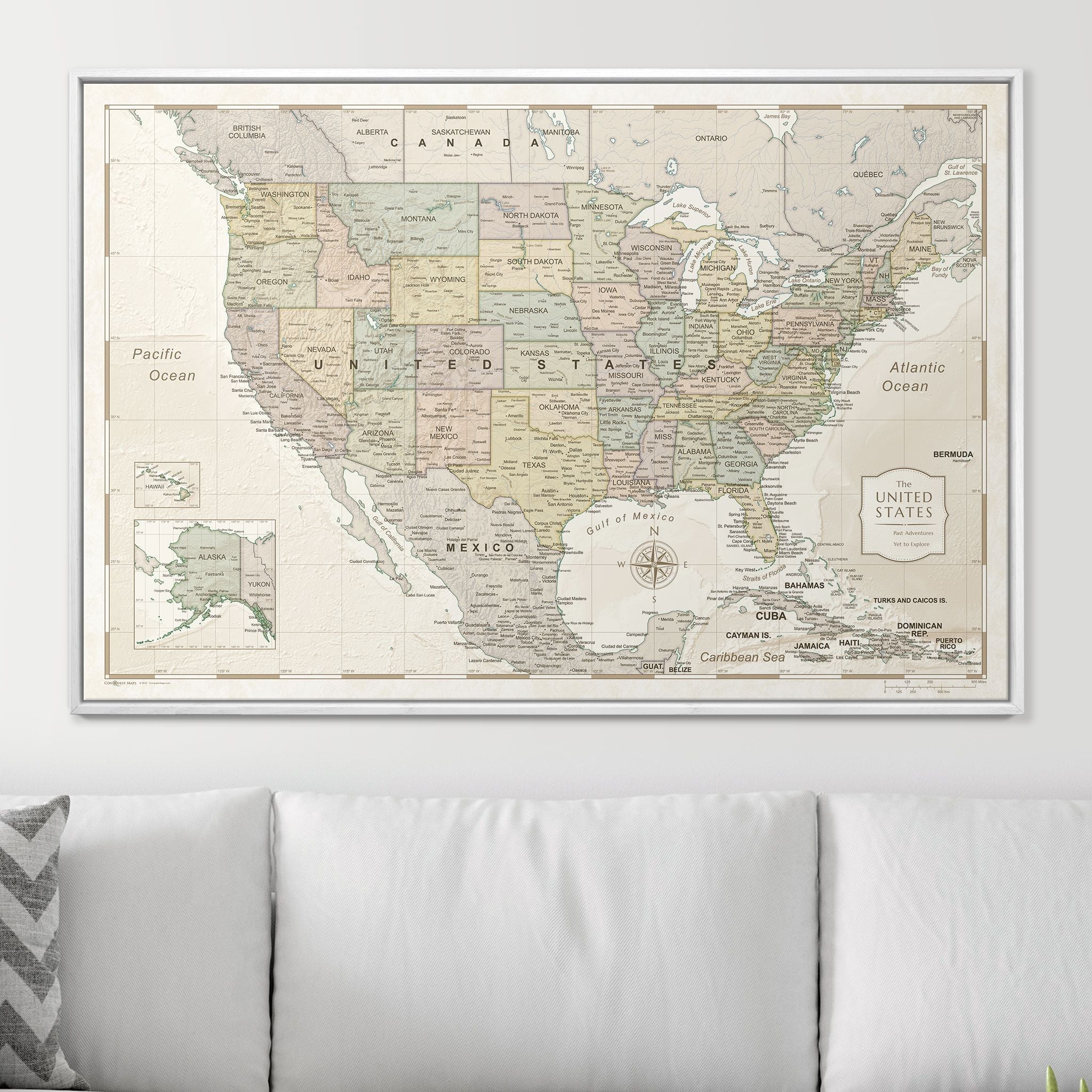 Push Pin USA Map (Pin Board) - Desert Sunrise - Overstock Sale CM Pin Board