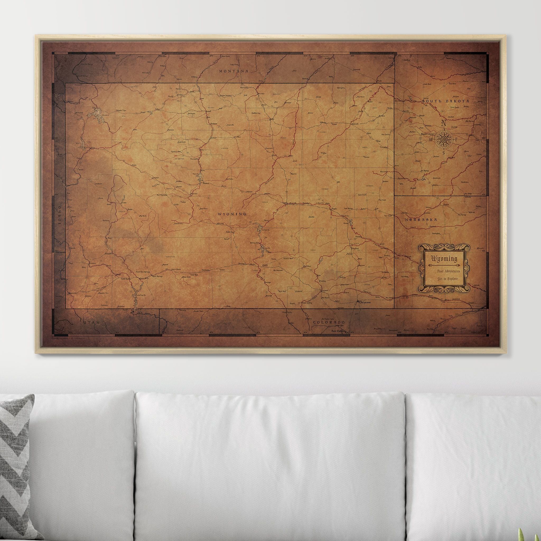 Push Pin Wyoming Map (Pin Board) - Golden Aged CM Pin Board