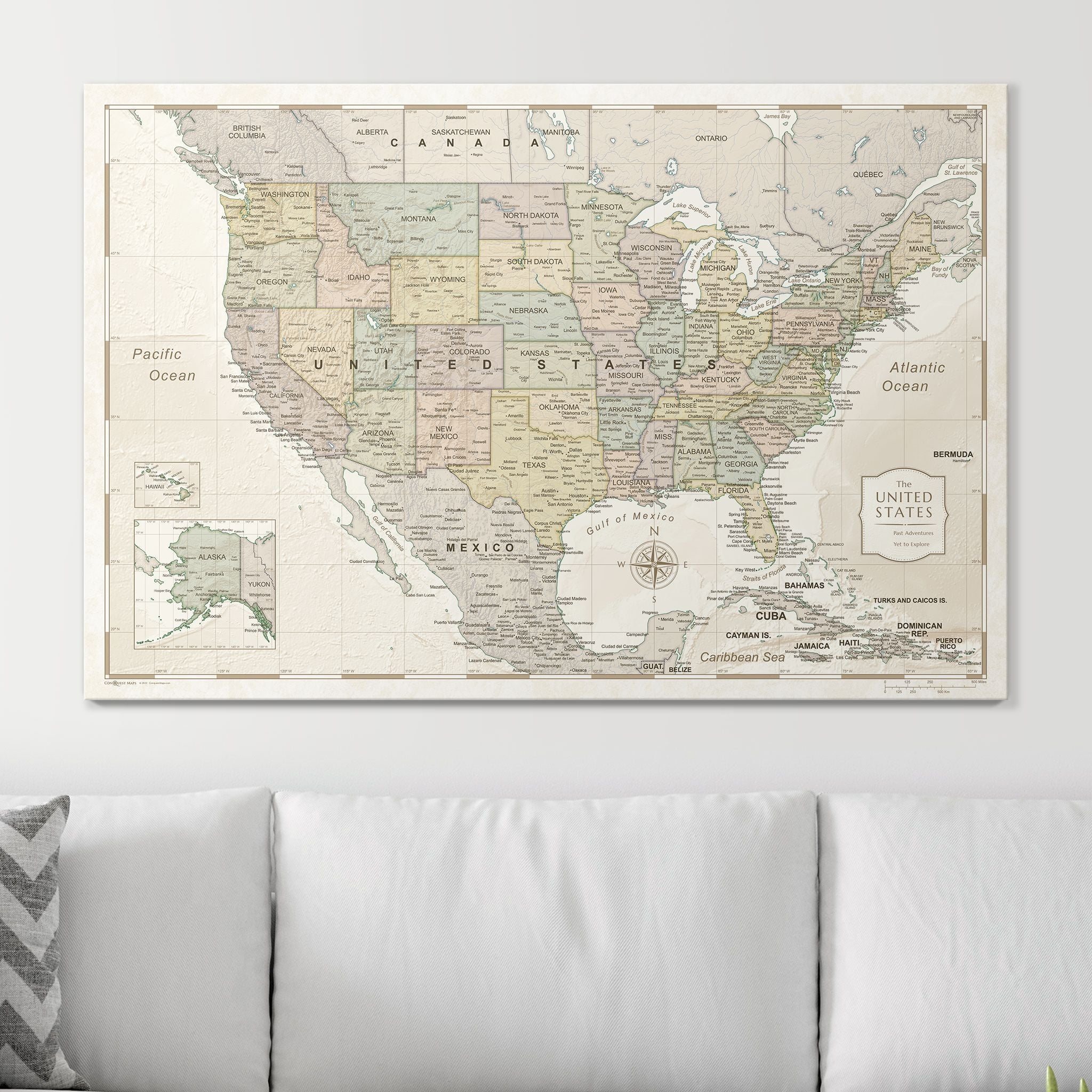 Push Pin USA Map (Pin Board) - Desert Sunrise - Overstock Sale CM Pin Board