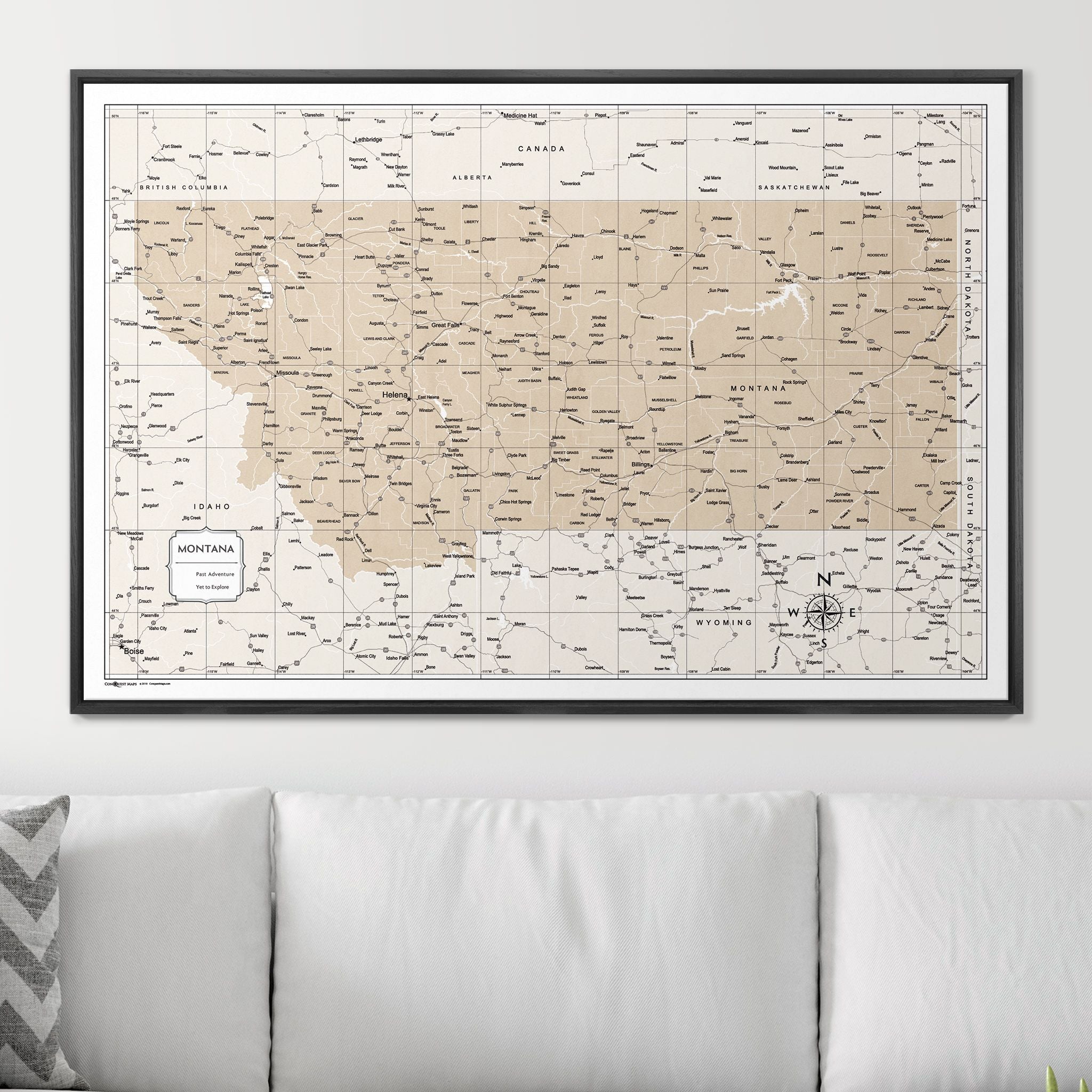 Push Pin Montana Map (Pin Board) - Light Brown Color Splash CM Pin Board