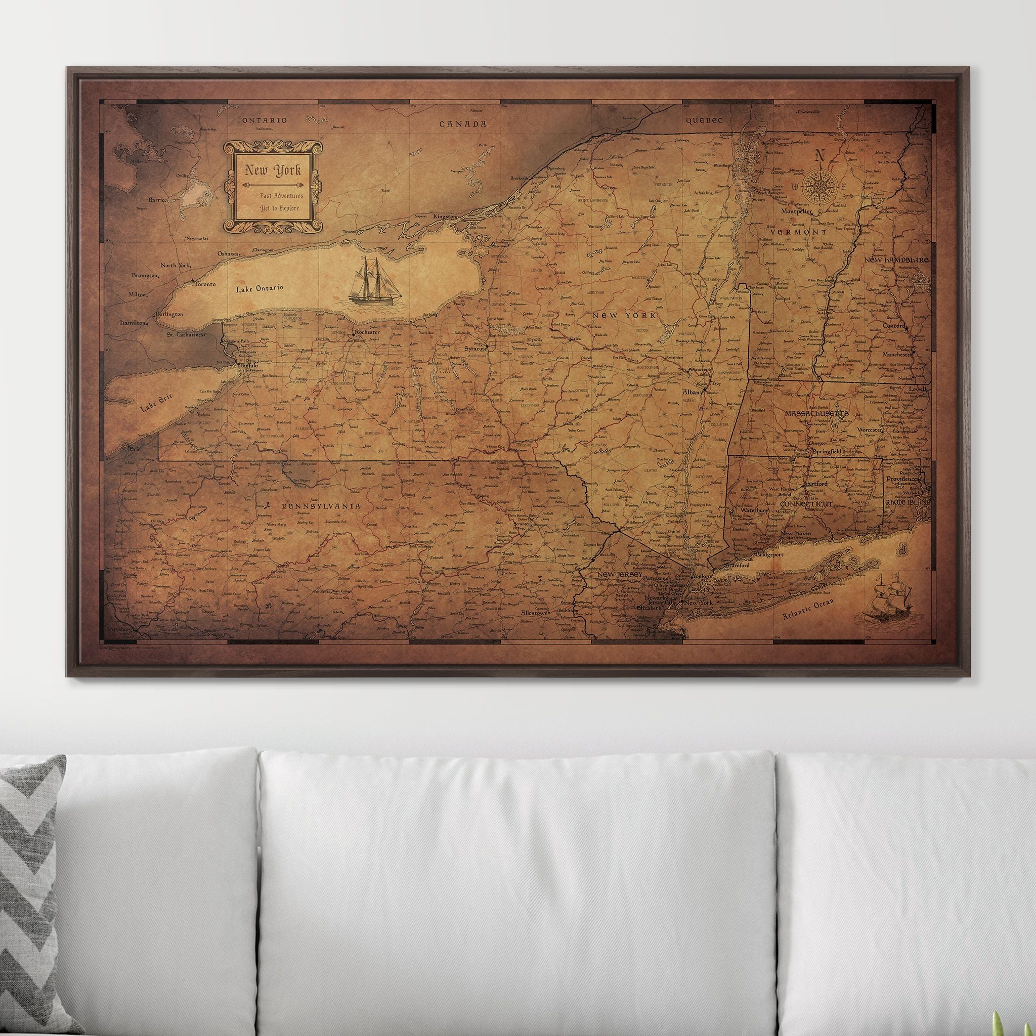 Push Pin New York Map (Pin Board) - Golden Aged CM Pin Board