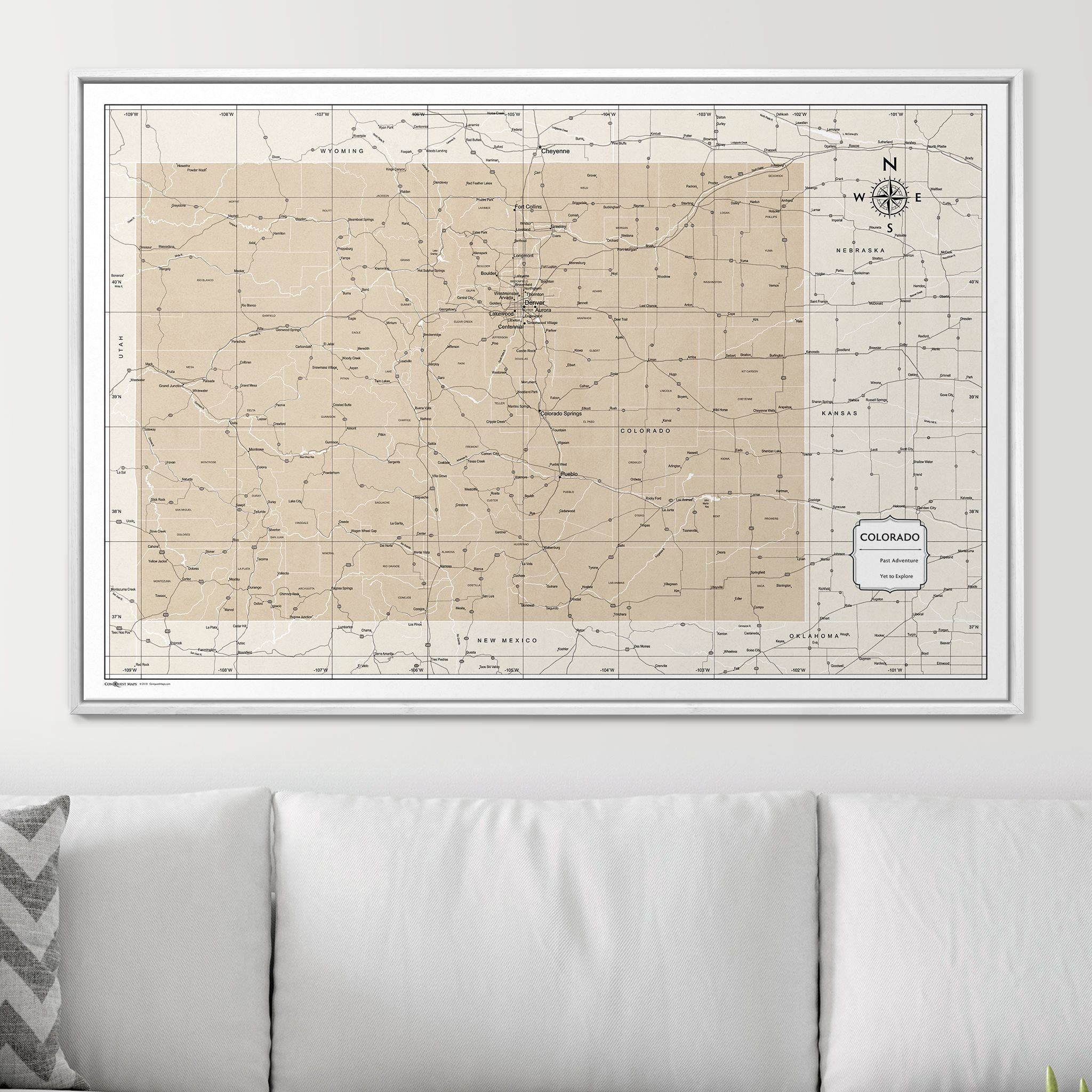 Push Pin Colorado Map (Pin Board) - Light Brown Color Splash CM Pin Board