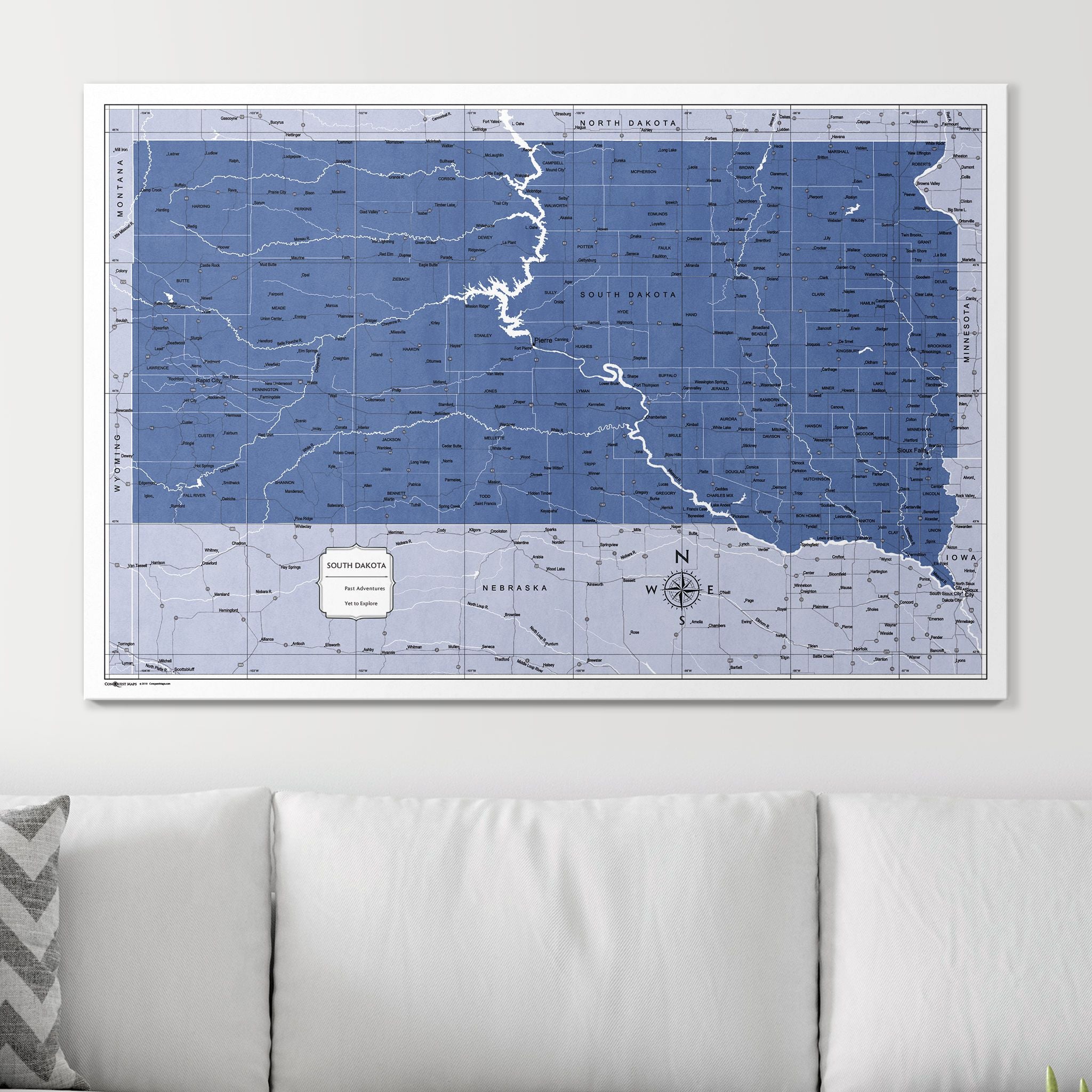 Push Pin South Dakota Map (Pin Board) - Navy Color Splash CM Pin Board