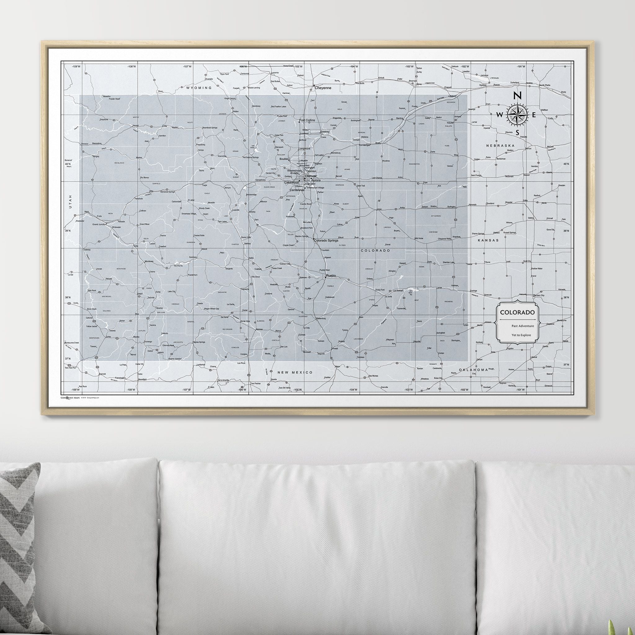 Push Pin Colorado Map (Pin Board) - Light Gray Color Splash CM Pin Board